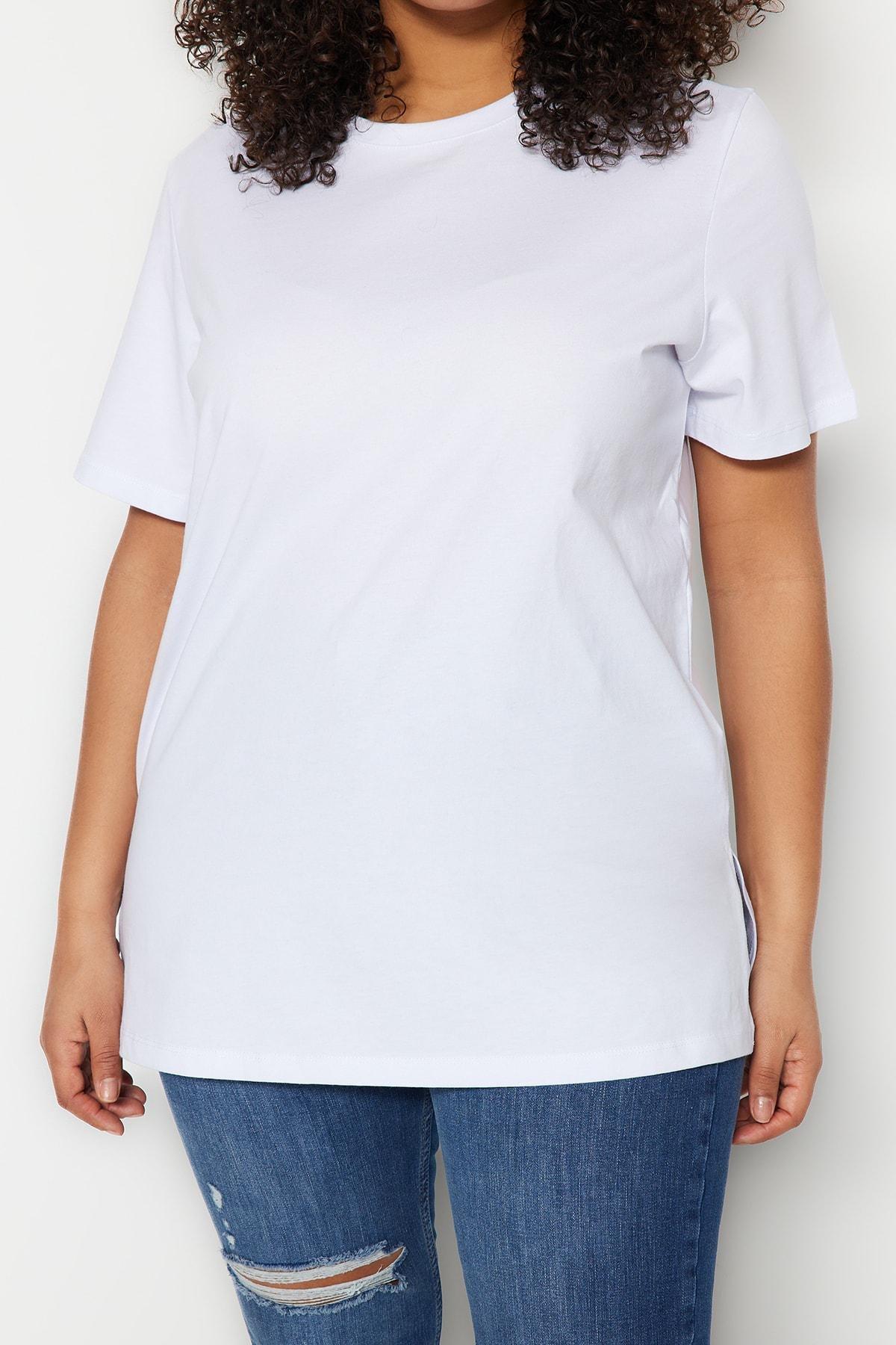 White Relaxed Plus Size T-Shirt, White, large image number 6