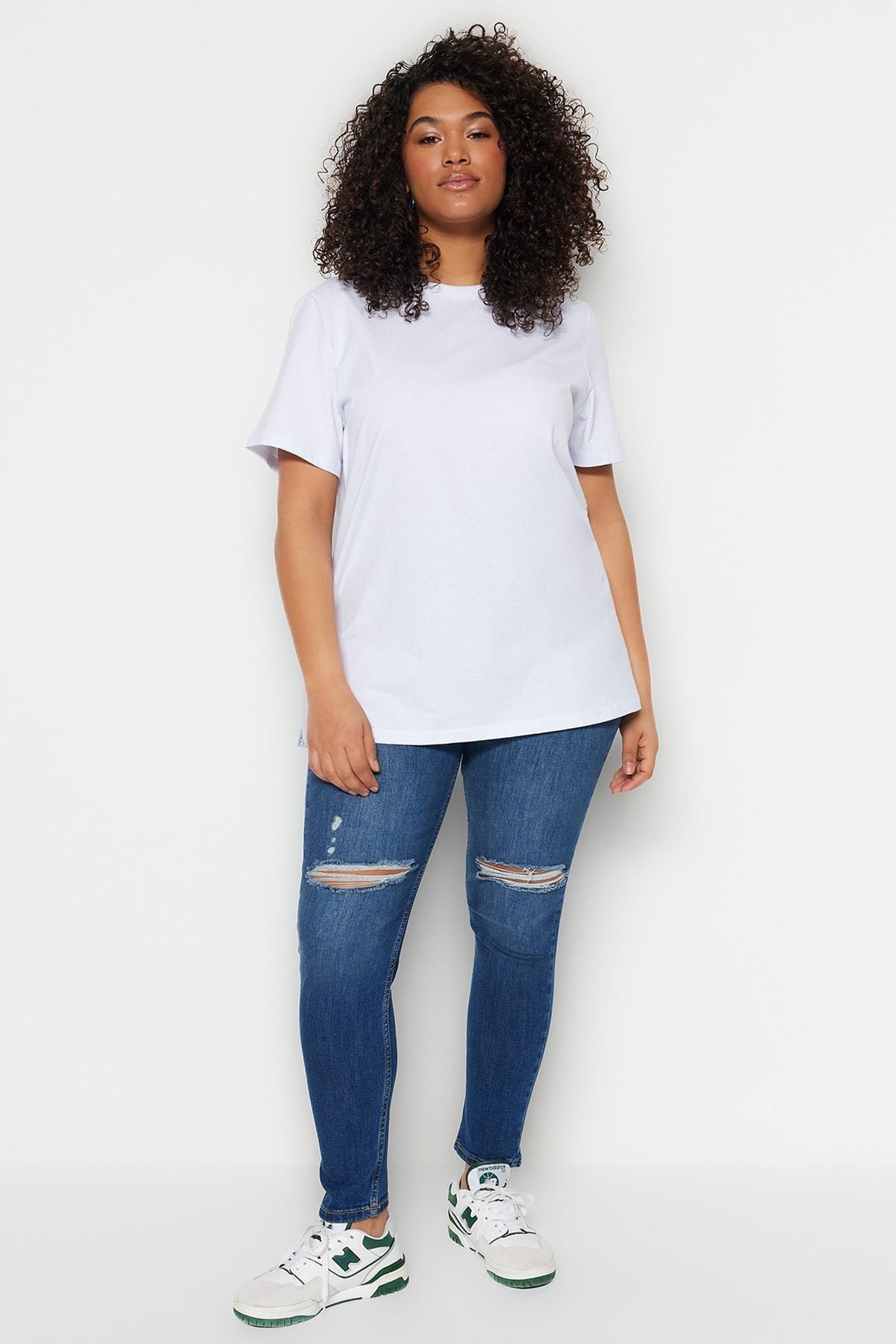 White Relaxed Plus Size T-Shirt, White, large image number 7