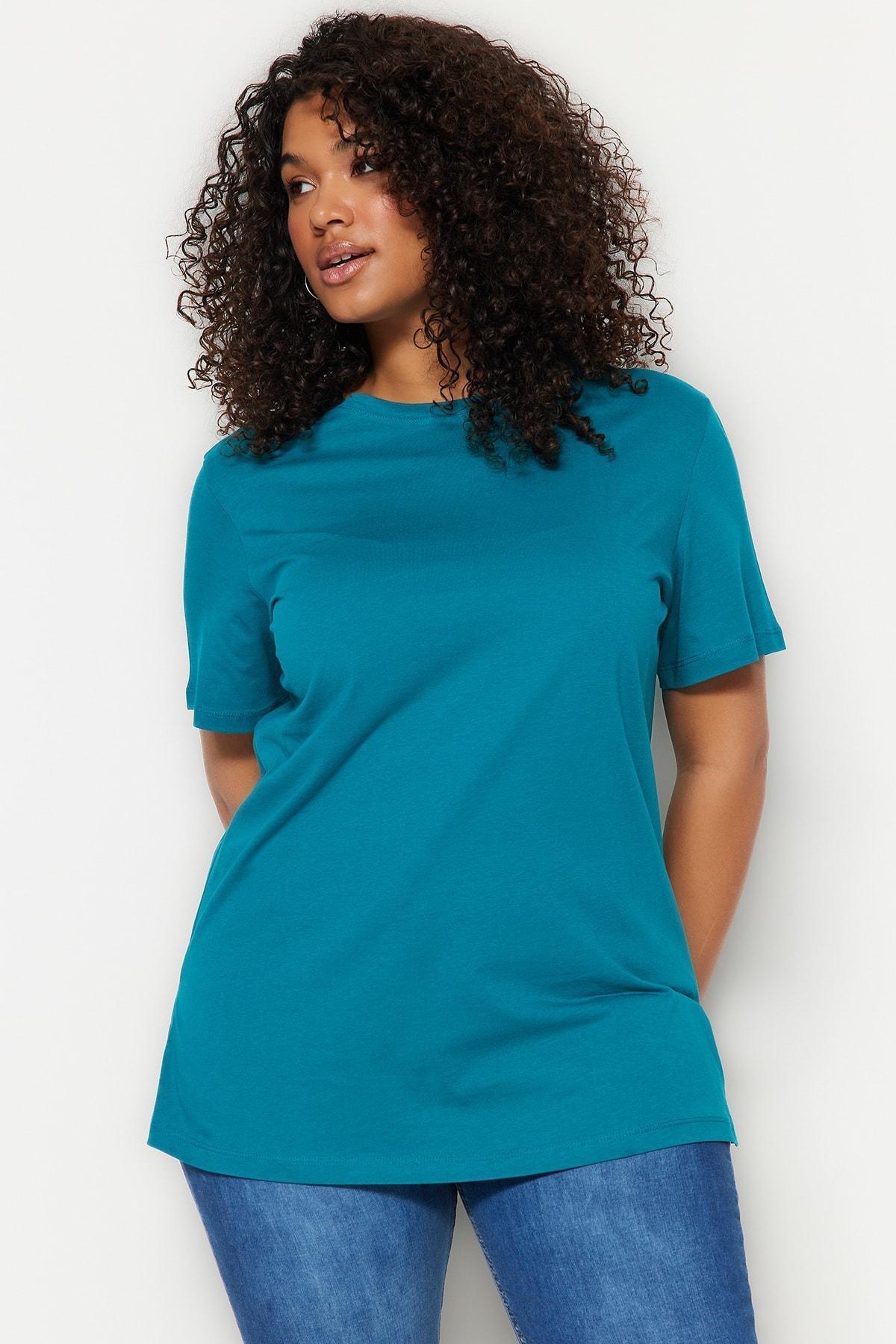 Blue Relaxed Plus Size T-Shirt, , large image number 2