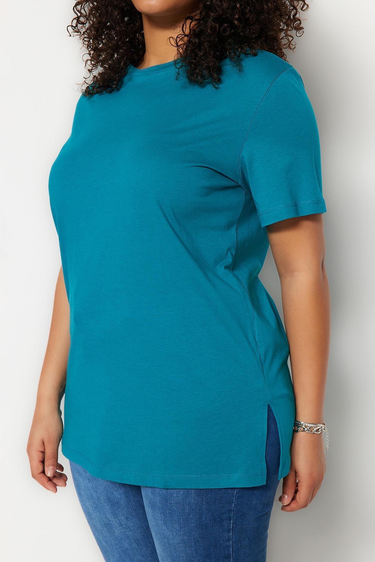 Trendyol - Blue Relaxed Plus Size T-Shirt