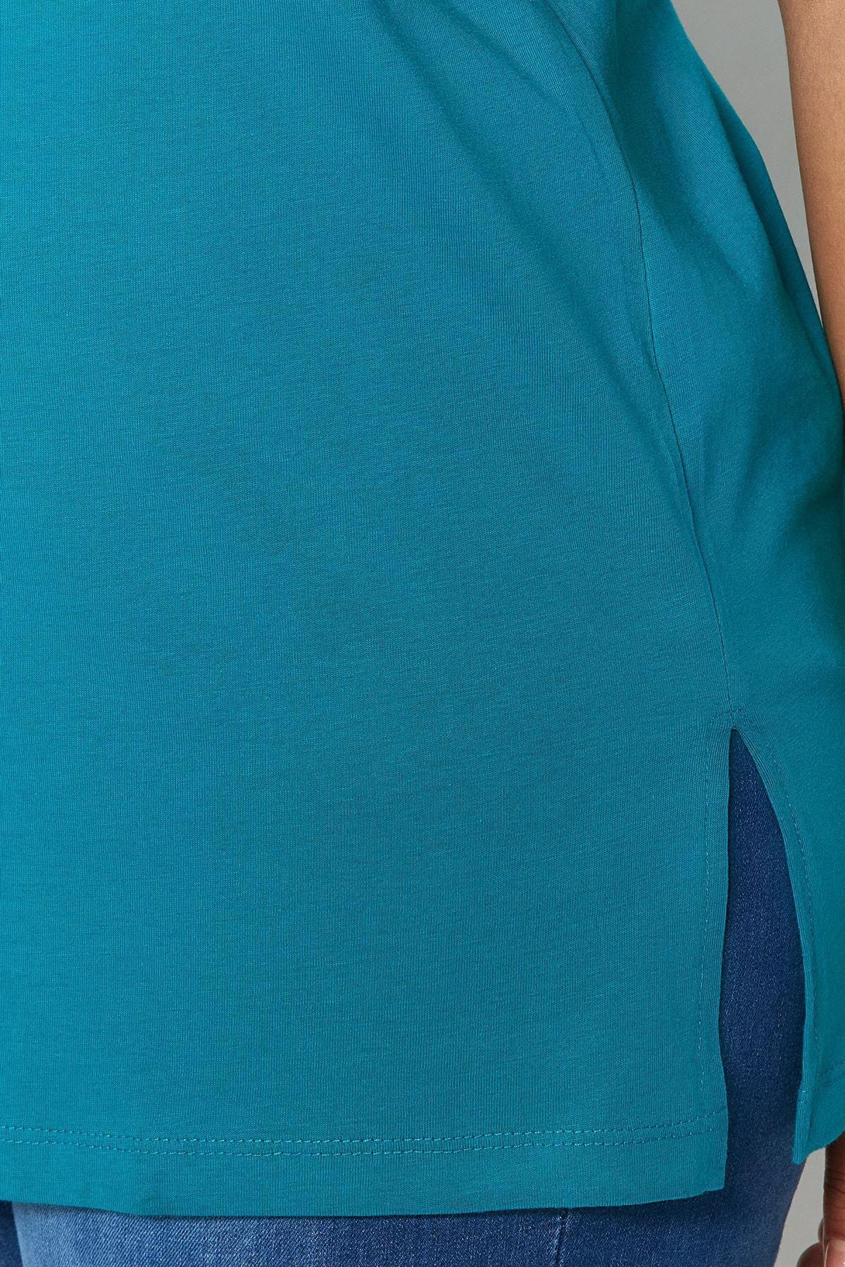 Blue Relaxed Plus Size T-Shirt, , large image number 4