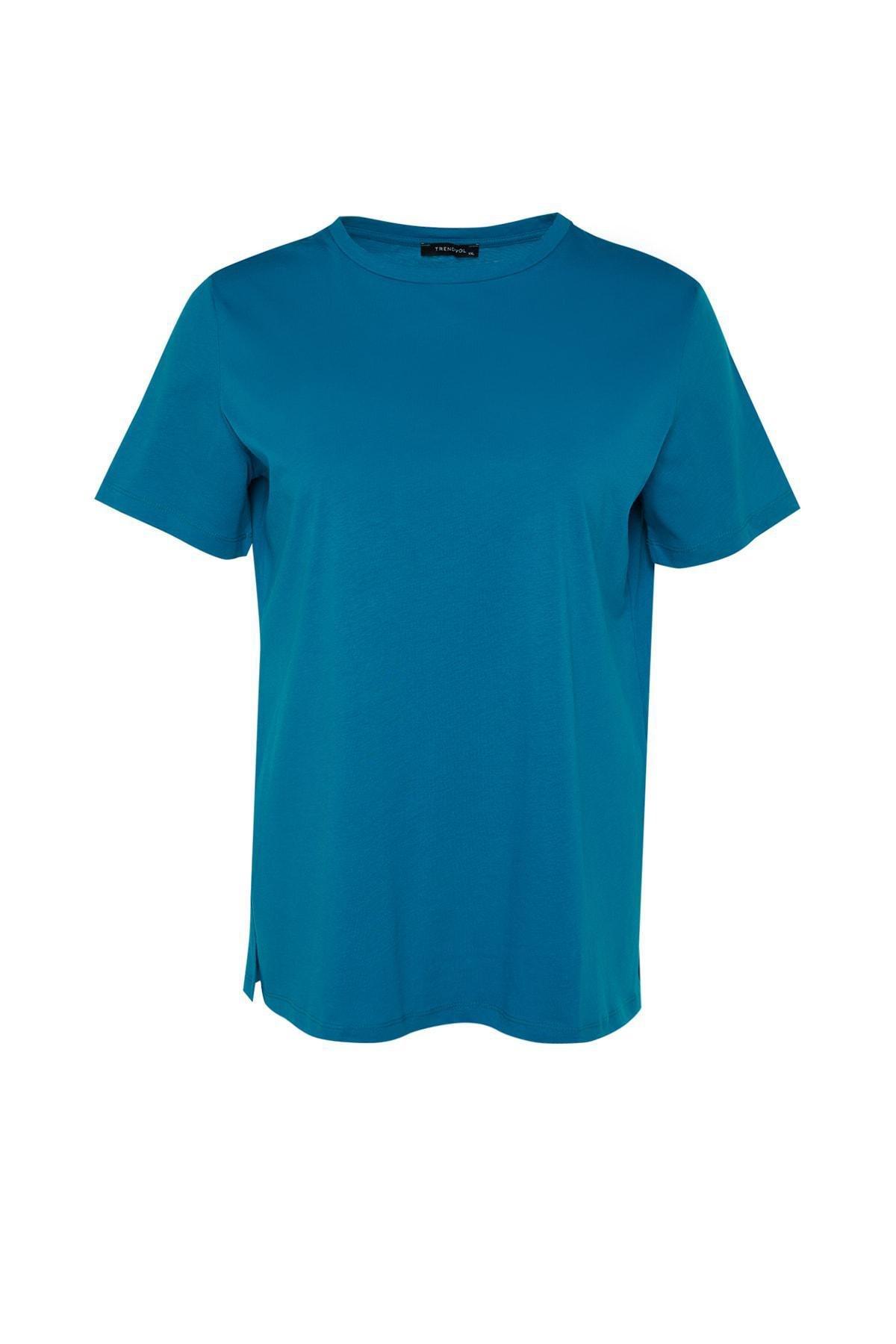Blue Relaxed Plus Size T-Shirt, , large image number 6