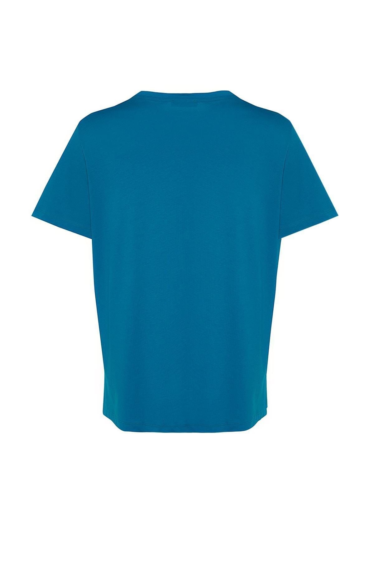 Blue Relaxed Plus Size T-Shirt, , large image number 8