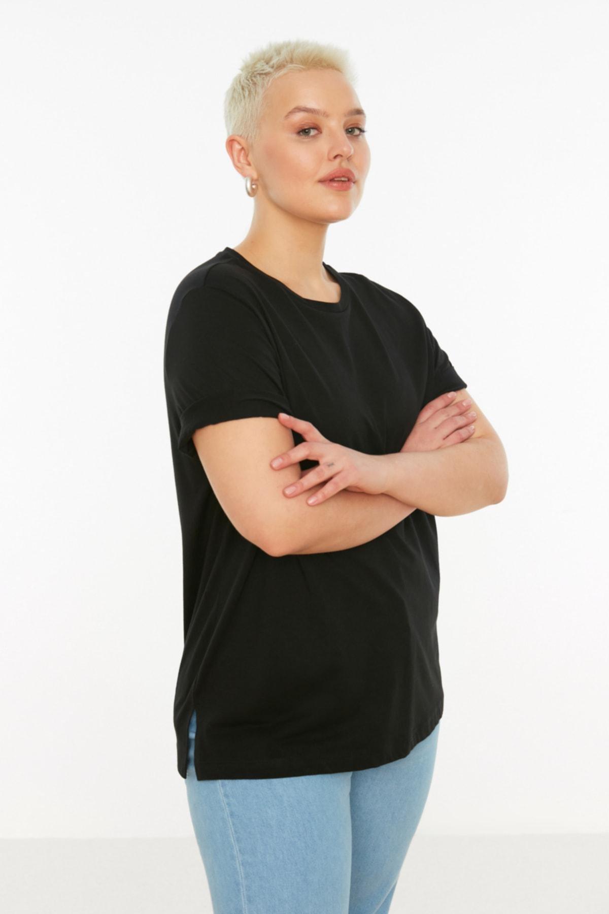 Black Relaxed Plus Size T-Shirt, , large image number 0