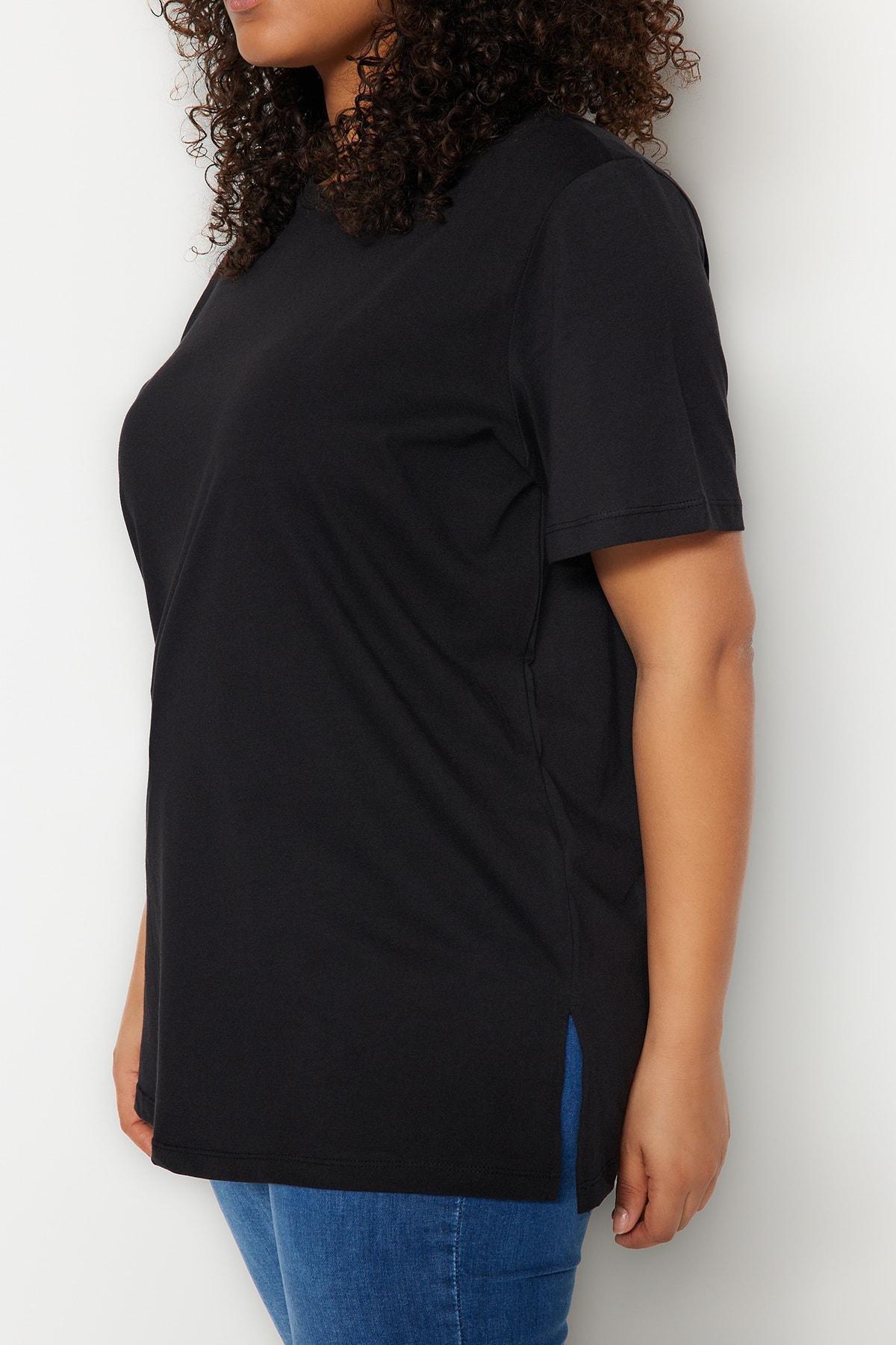 Black Relaxed Plus Size T-Shirt, , large image number 3