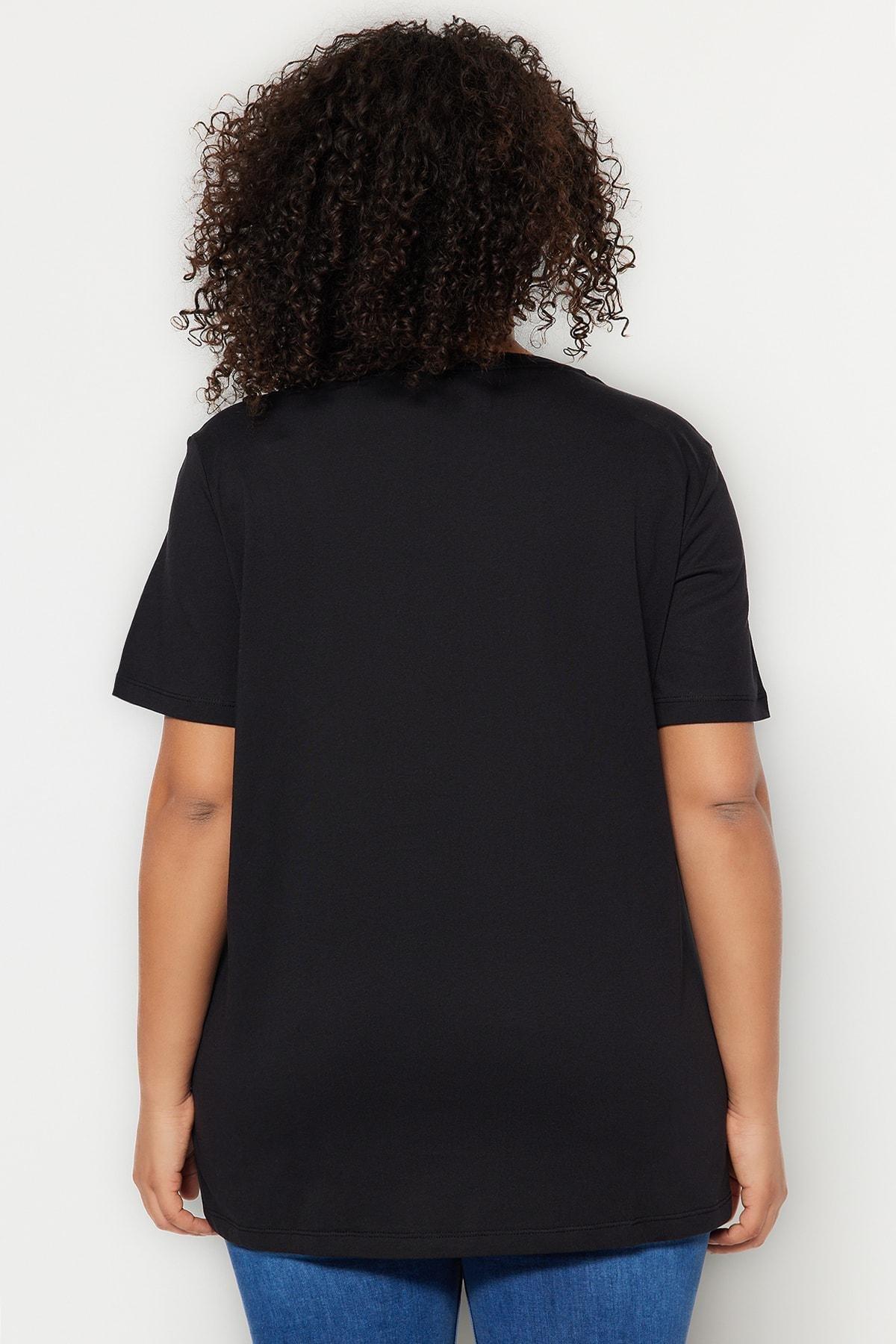 Black Relaxed Plus Size T-Shirt, , large image number 6