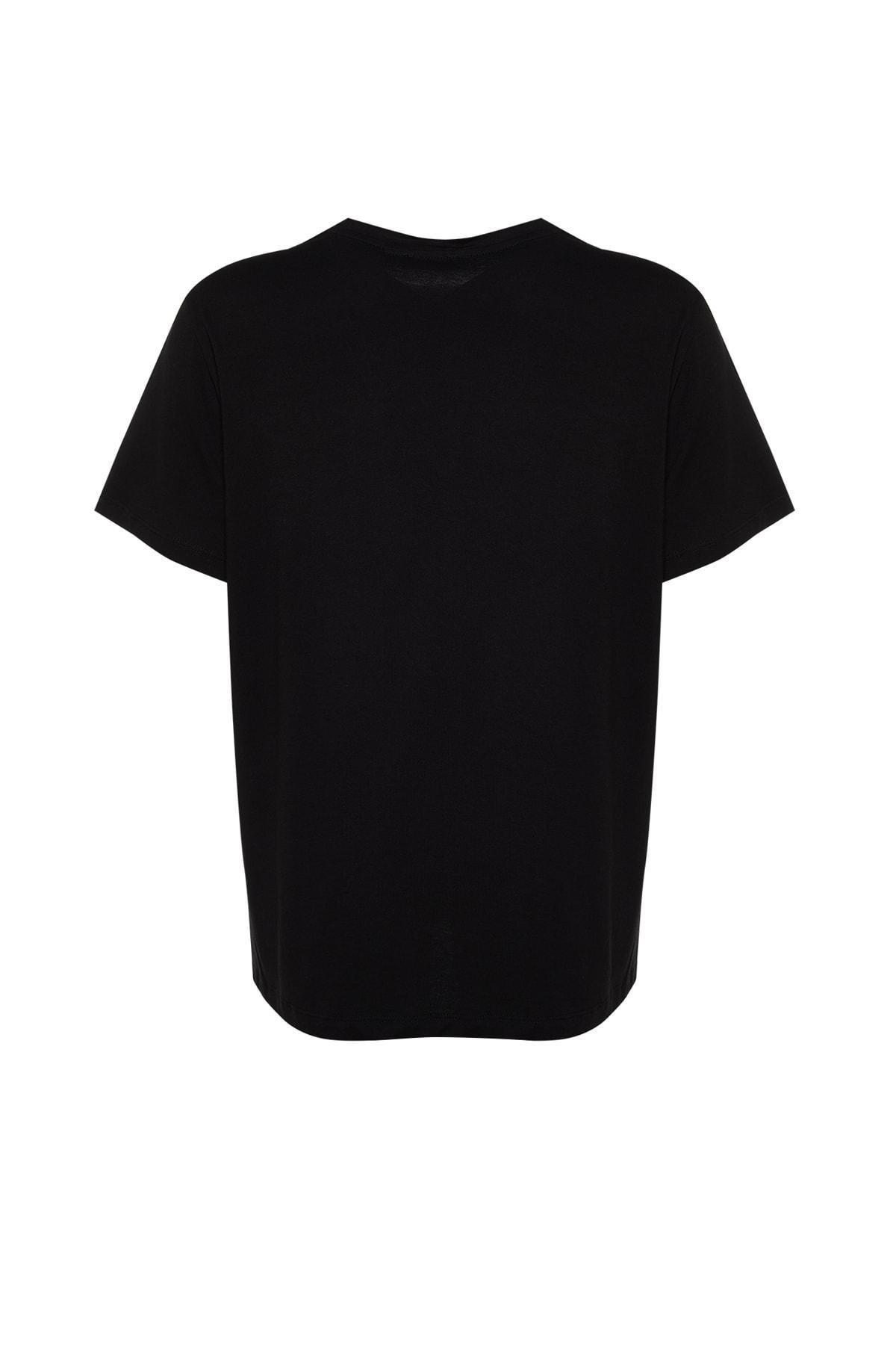 Black Relaxed Plus Size T-Shirt, , large image number 7