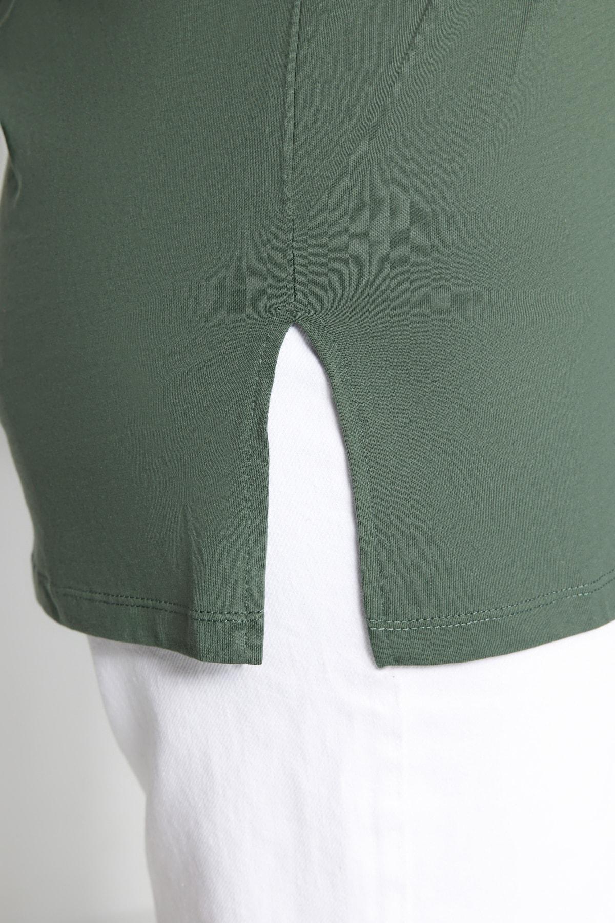 Green Crew Neck Plus Size T-Shirt, , large image number 3