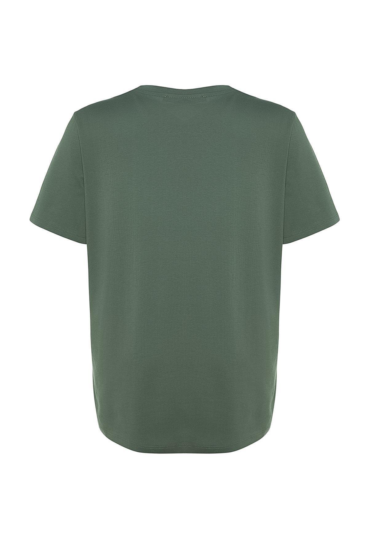 Trendyol - Green Crew Neck Plus Size T-Shirt