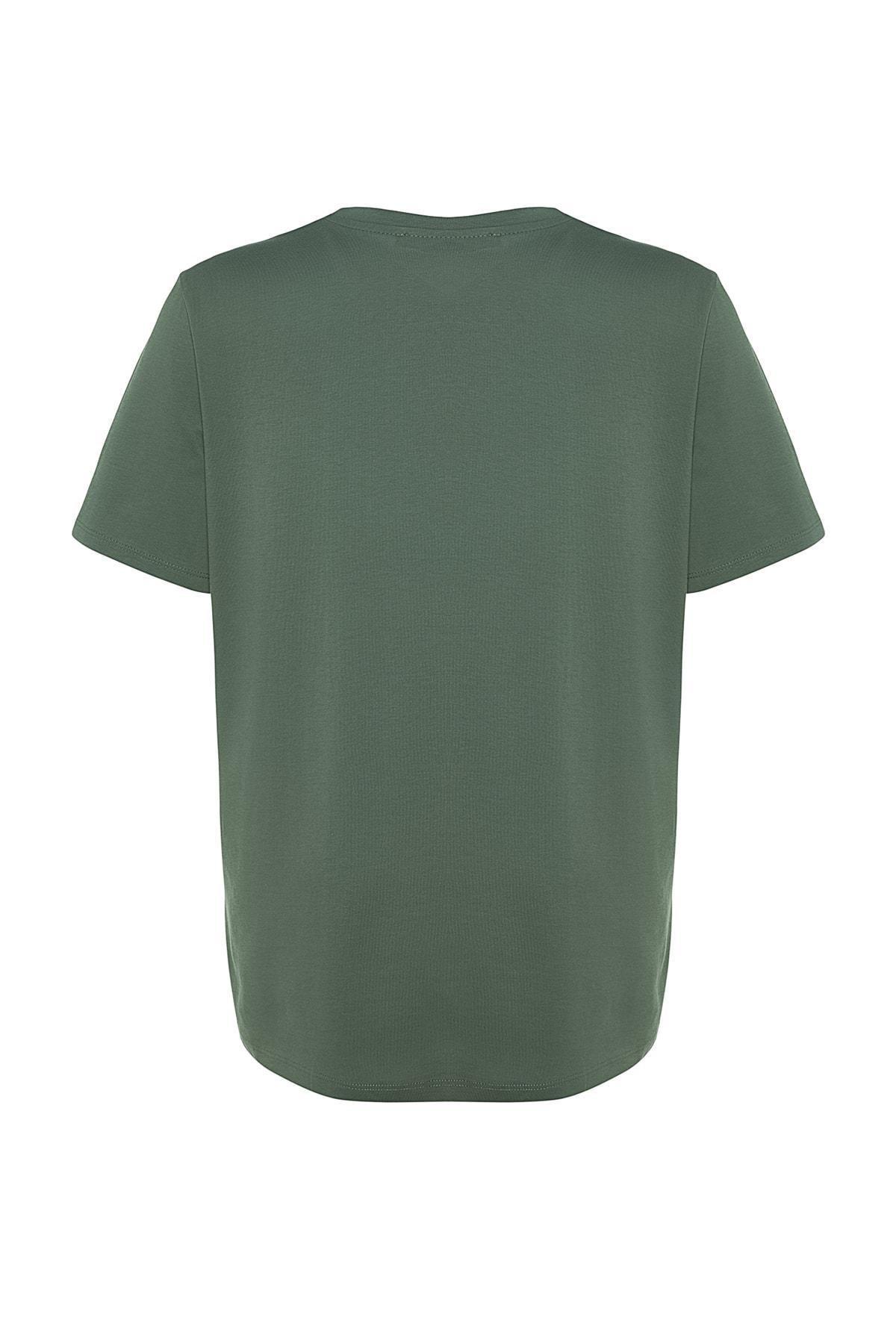 Green Crew Neck Plus Size T-Shirt, , large image number 7