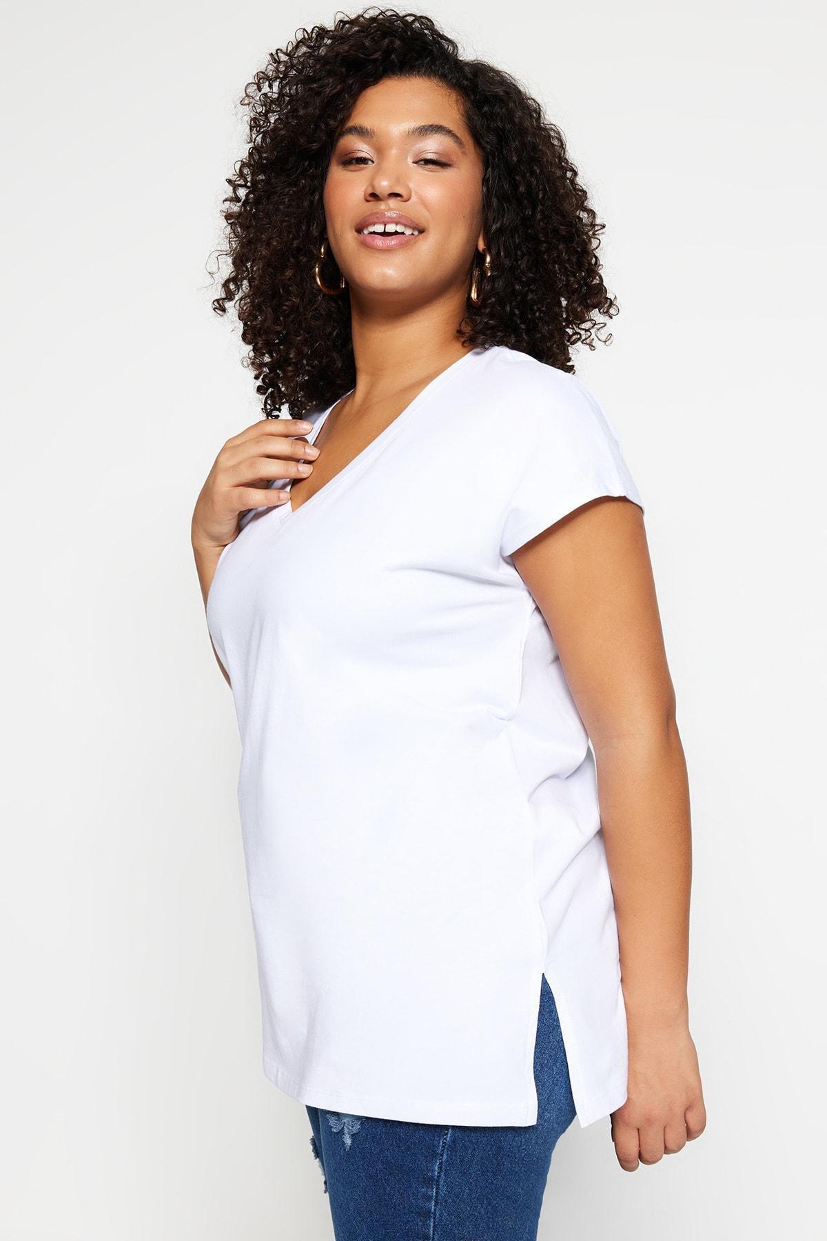 White Relaxed Plus Size T-Shirt, White, medium