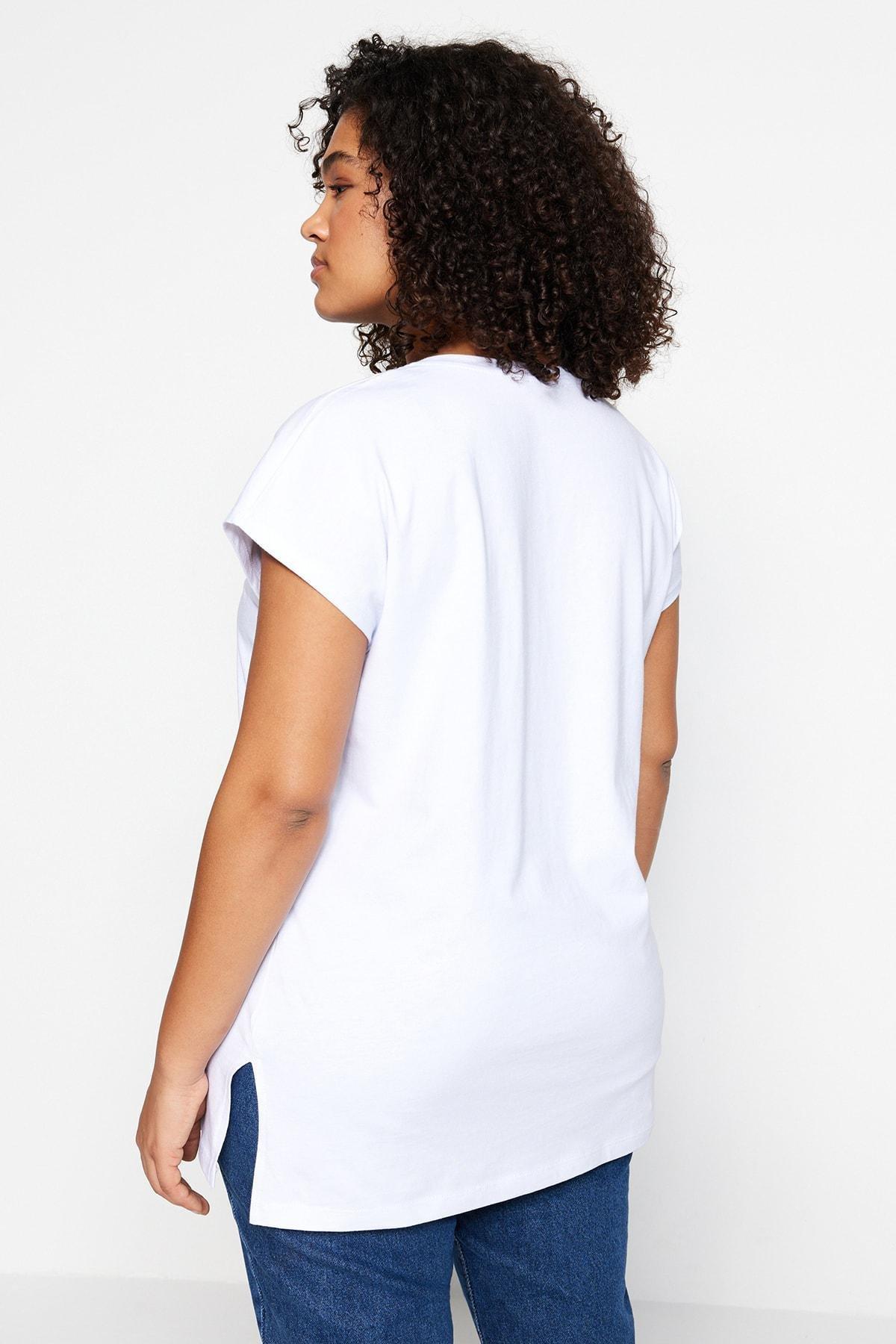White Relaxed Plus Size T-Shirt, White, large image number 4