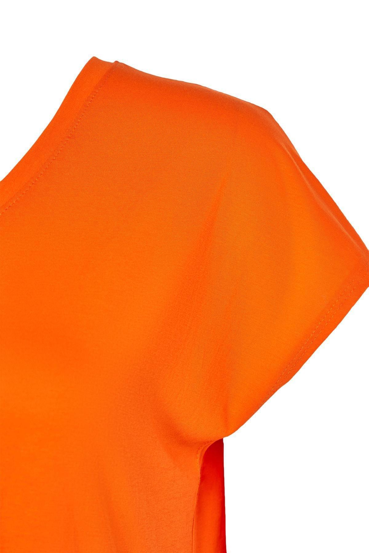 Orange V-Neck Plus Size T-Shirt, , large image number 6