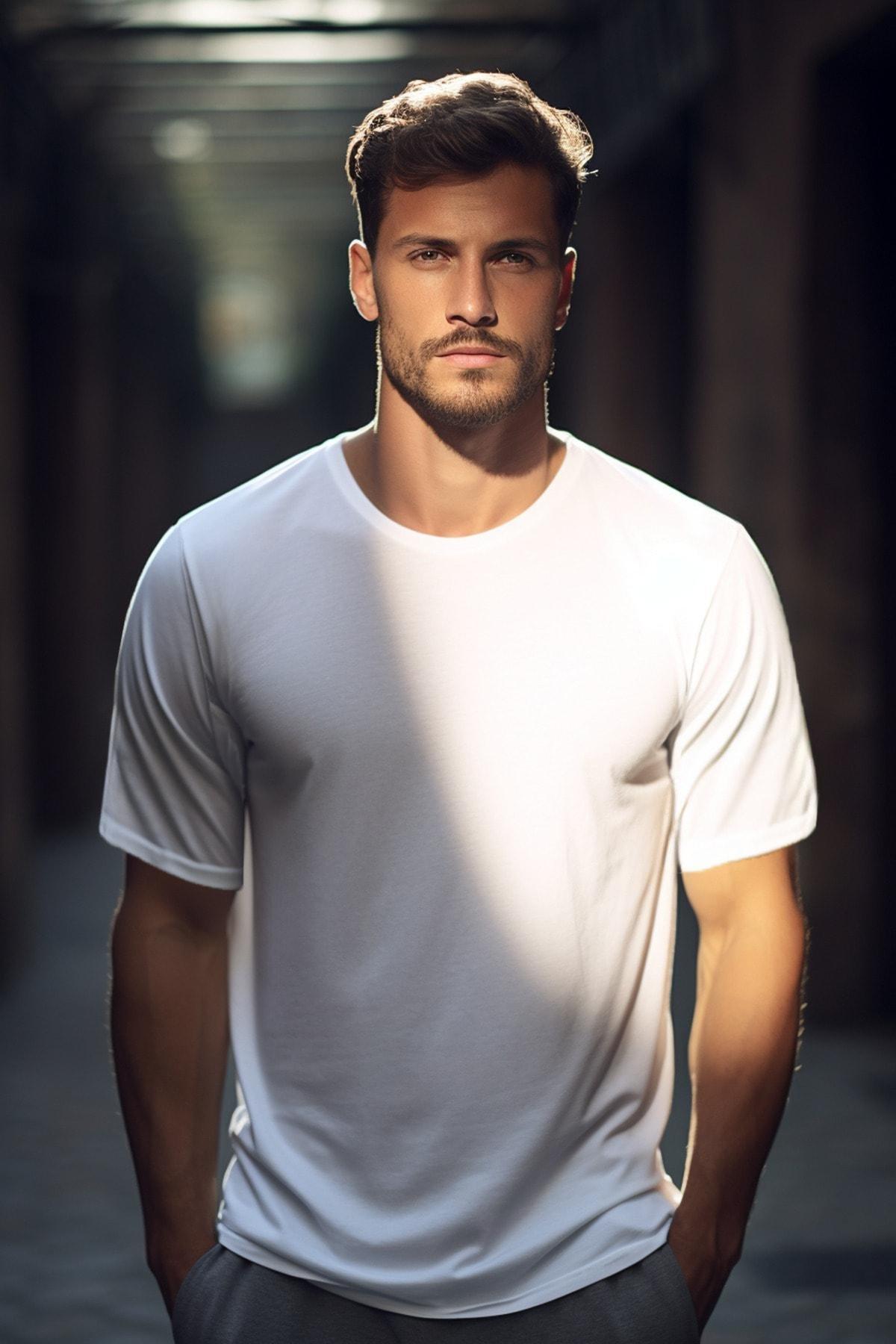 White Crew Neck Tshirt, White, large image number 1