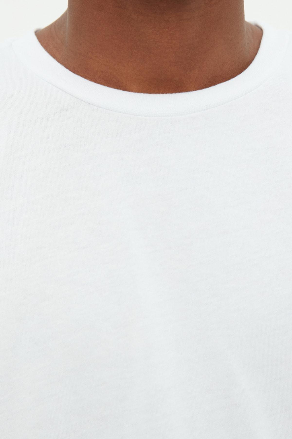 White Crew Neck Tshirt, White, large image number 4