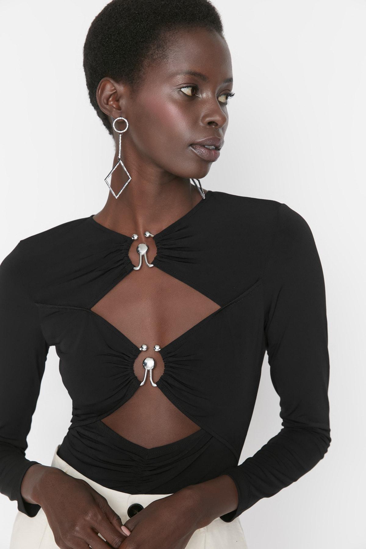 Trendyol Black Crew Neck Bodysuit