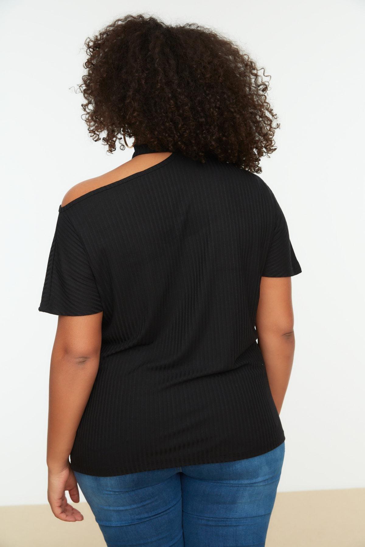 Black Off-Shoulder Plus Size Blouse, , large image number 4