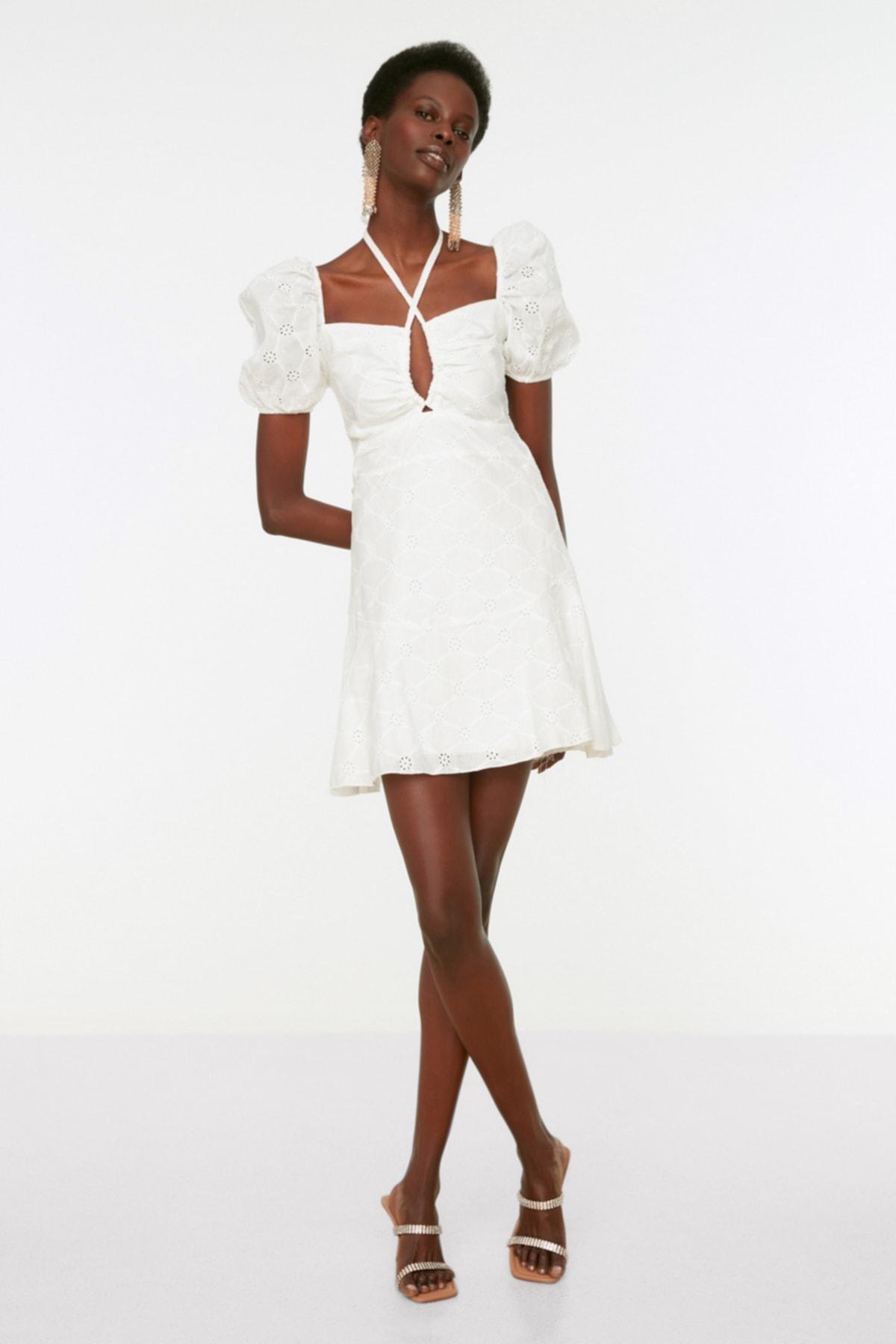 White Skater Mini Dress, , large image number 0