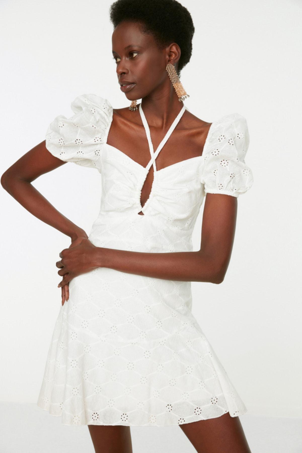 White Skater Mini Dress, , large image number 1
