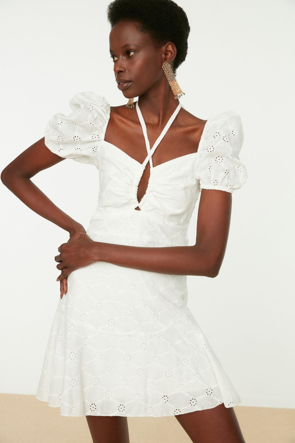 White Skater Mini Dress, , large image number 6