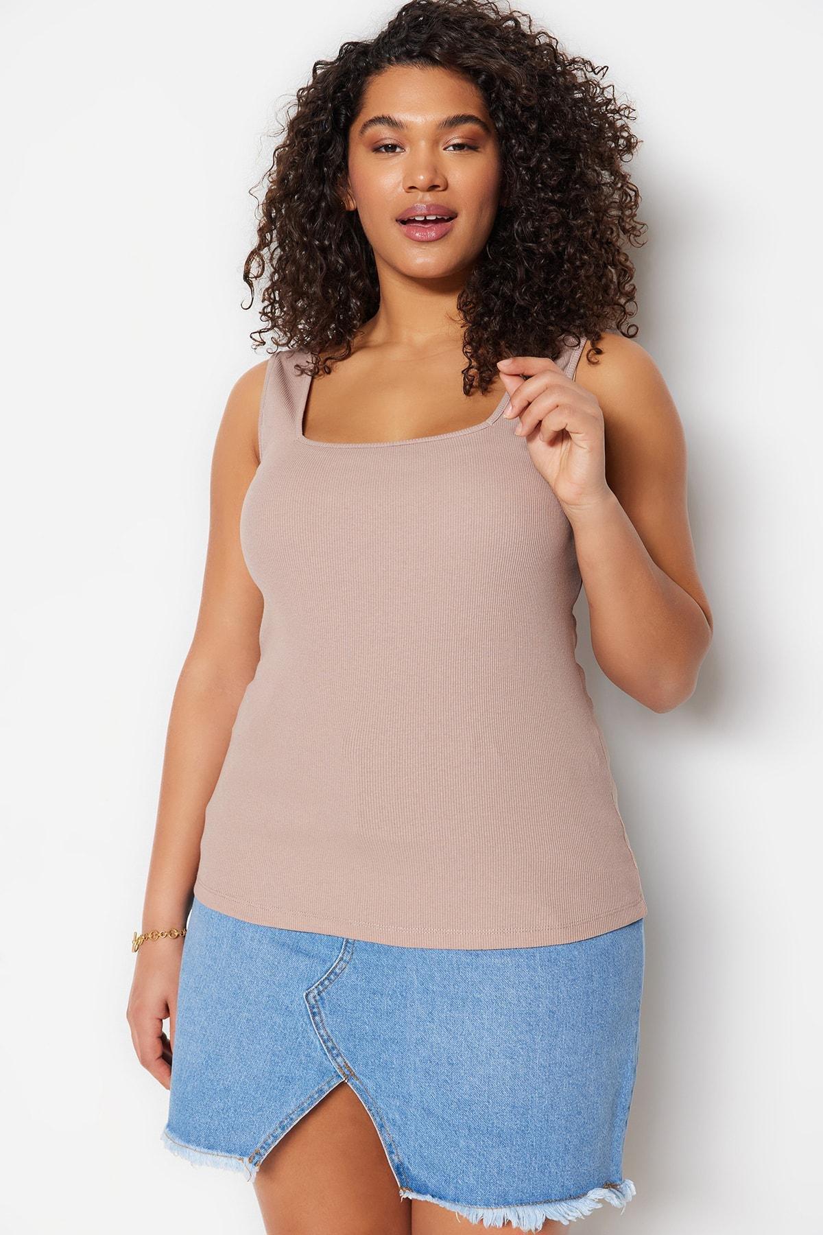 Beige Plus Size Tank Top, Set Of 2, , large image number 0