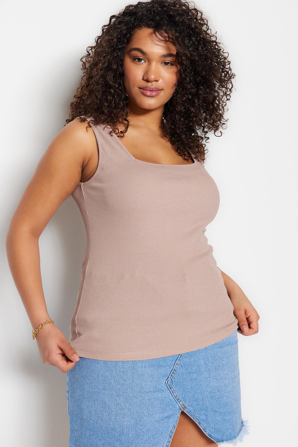 Beige Plus Size Tank Top, Set Of 2, , large image number 2