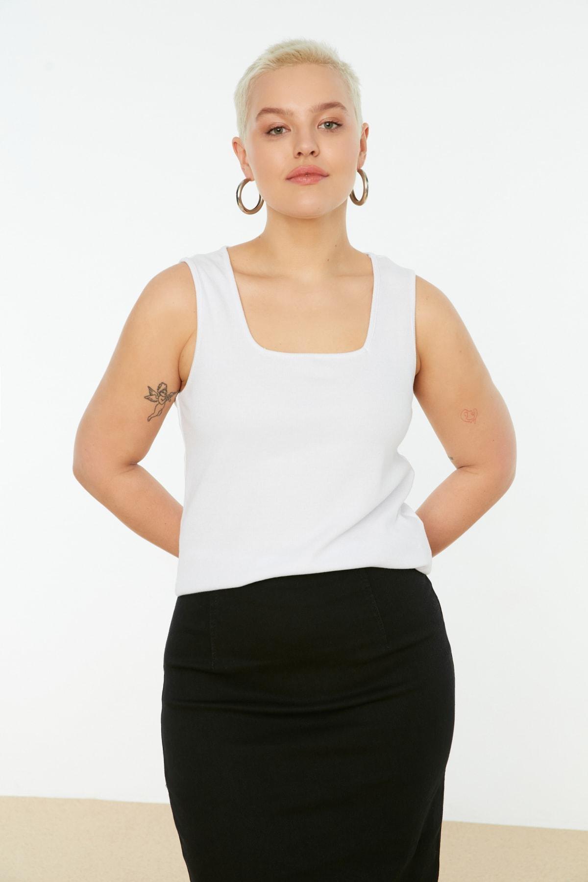 Black Crew Neck Plus Size Camisole, Set Of 2, Black, medium