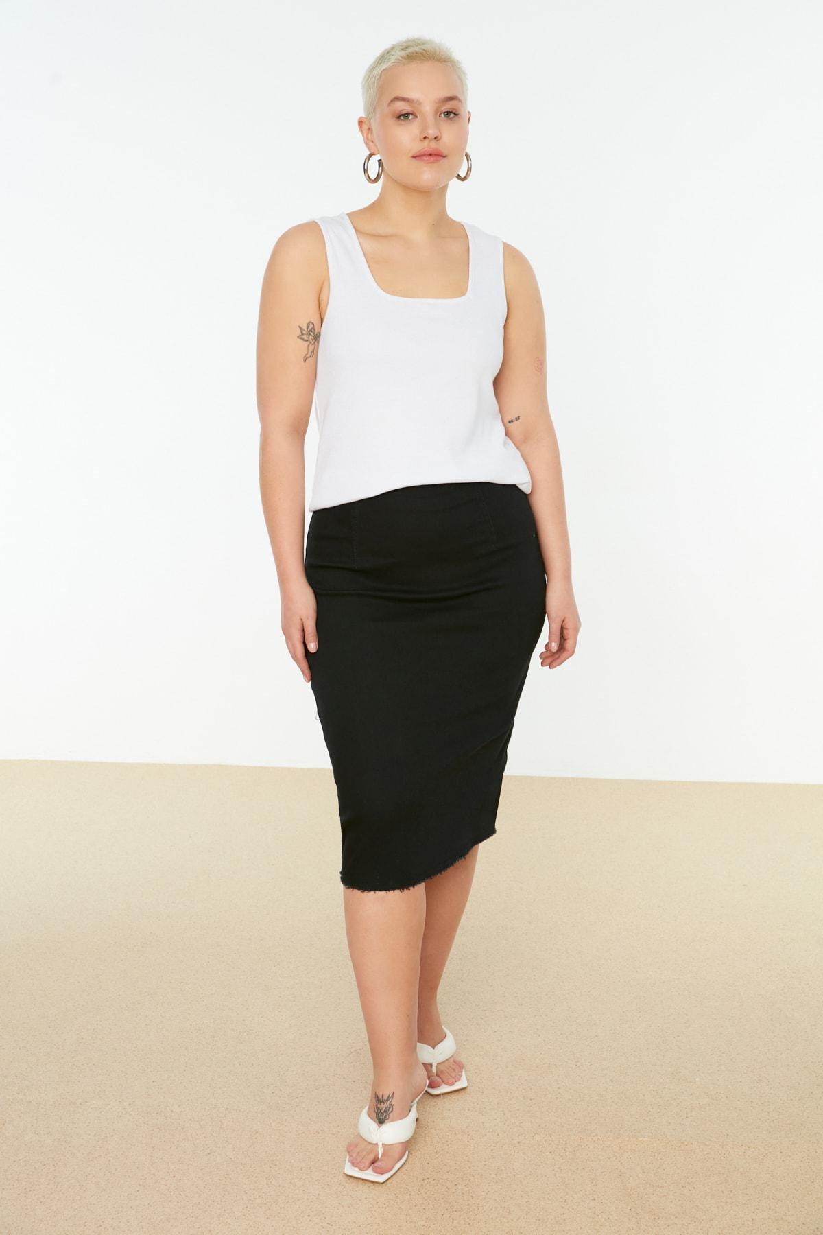 Black Crew Neck Plus Size Camisole, Set Of 2, , large image number 9