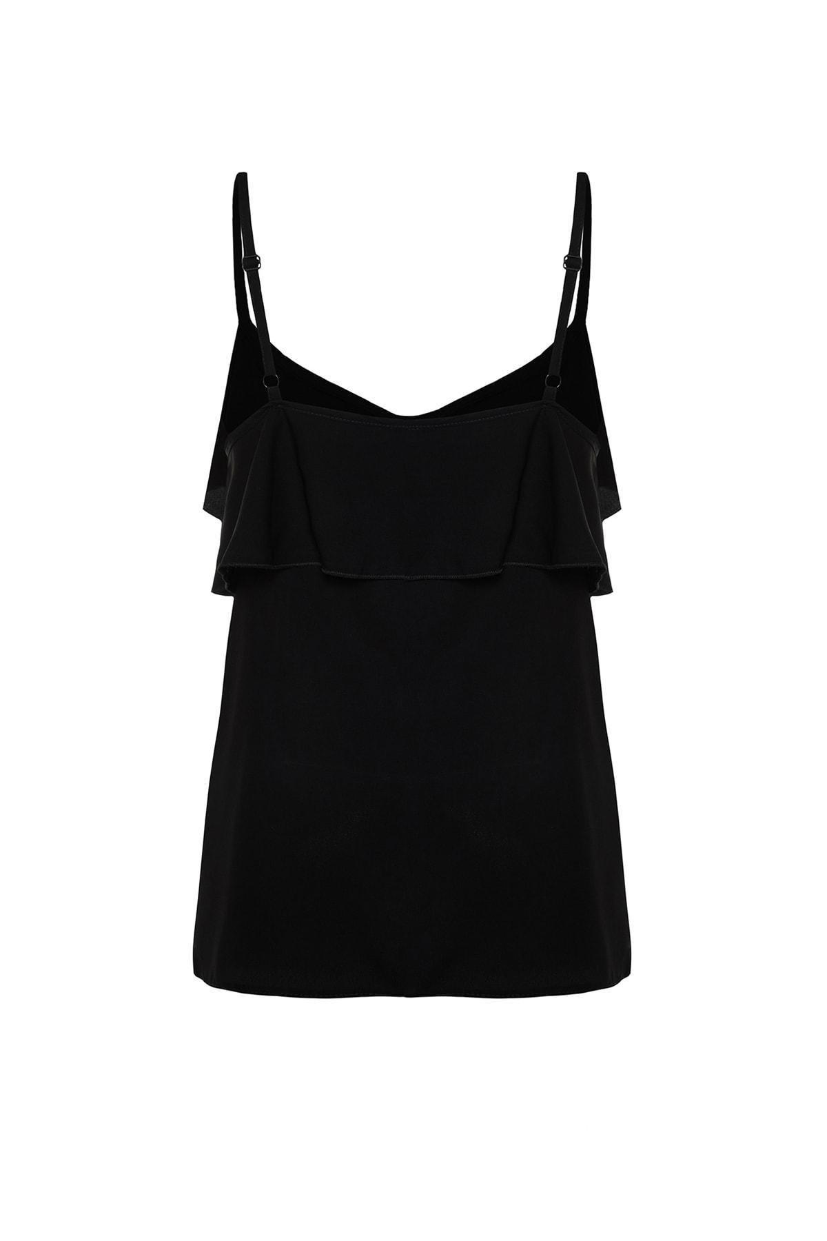 Black Spaghetti Straps Plus Size Blouse, , large image number 5