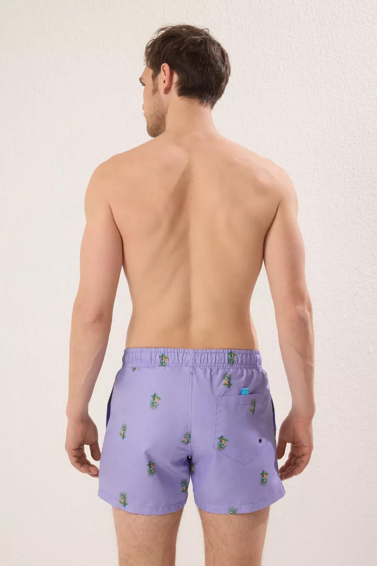 Purple  Short Tropical Swim Shorts, , large image number 3