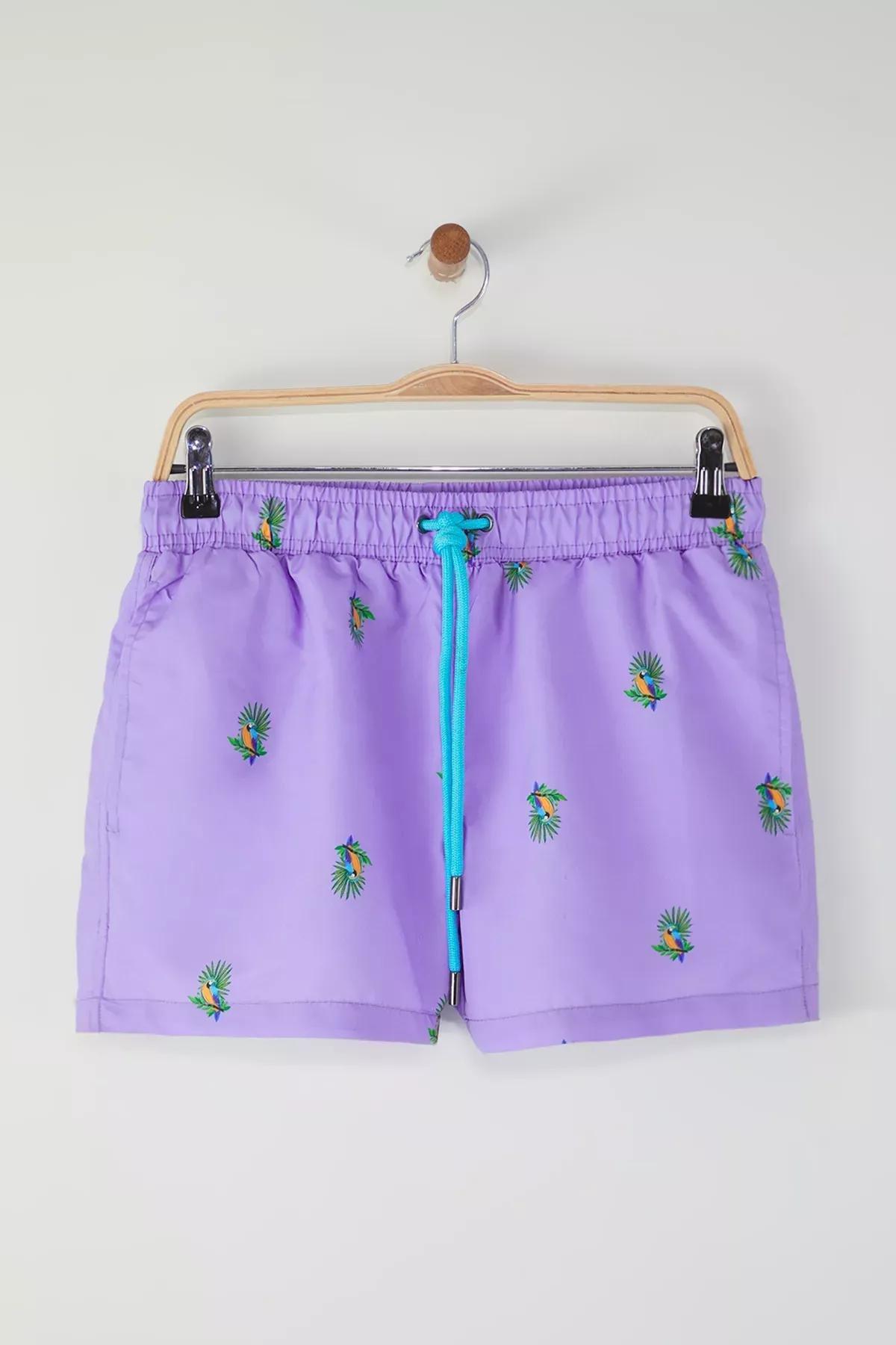 Purple  Short Tropical Swim Shorts, , large image number 4