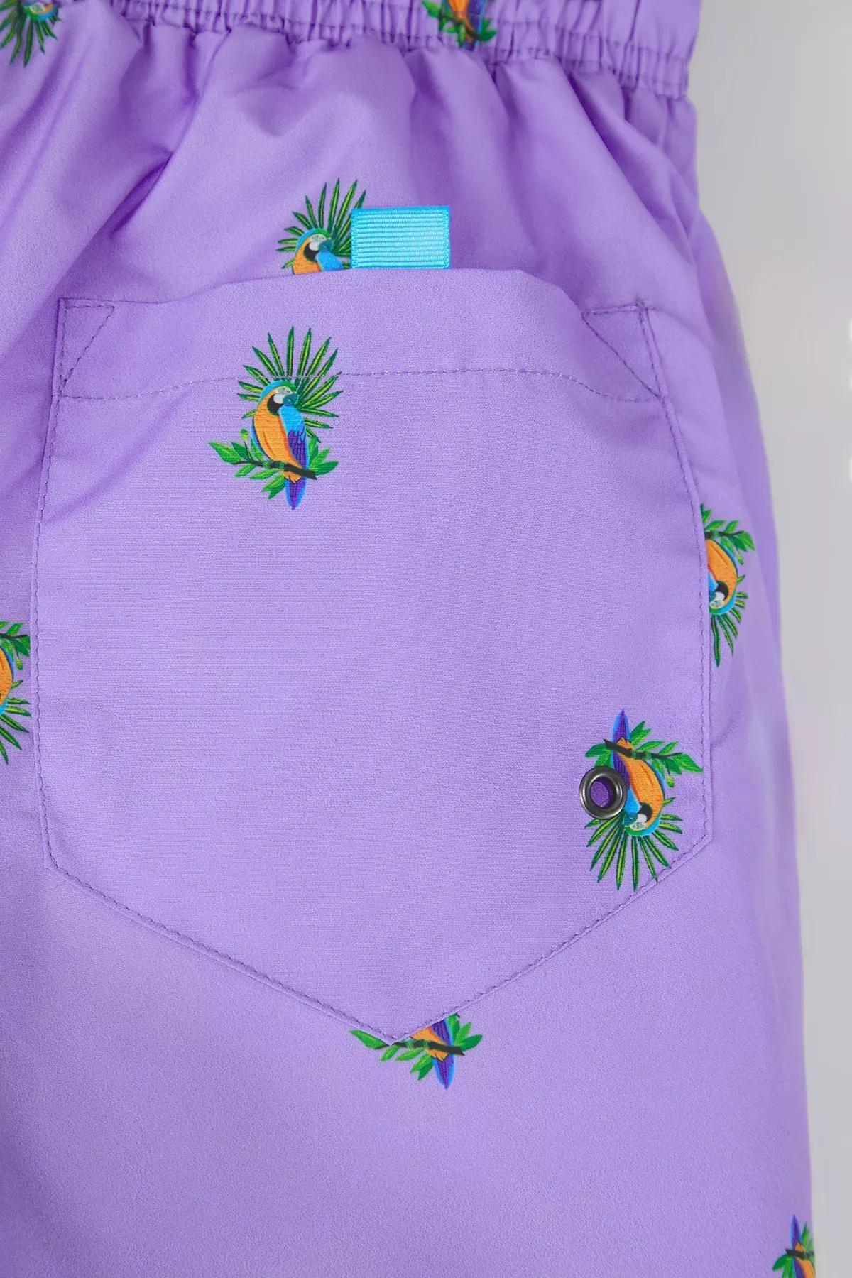 Purple  Short Tropical Swim Shorts, , large image number 5