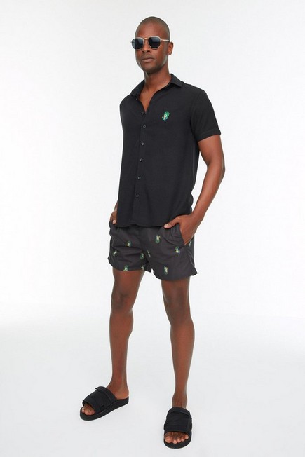 Trendyol - Black Printed Swim Shorts