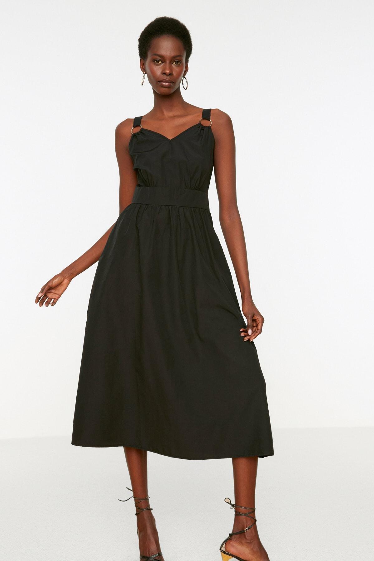 Black V Neck Dress, , large image number 0