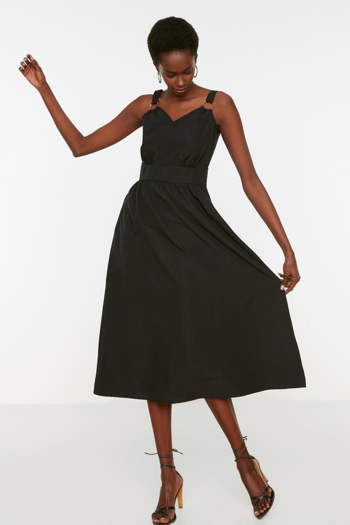Black V Neck Dress, , large image number 1