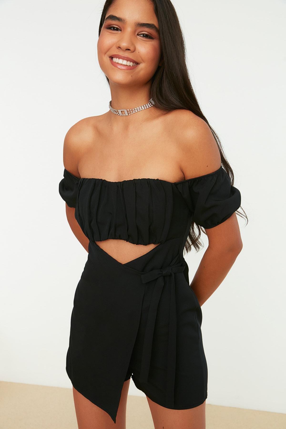 جمبسوت بياقة كارمن، أسود, Black, large image number 1