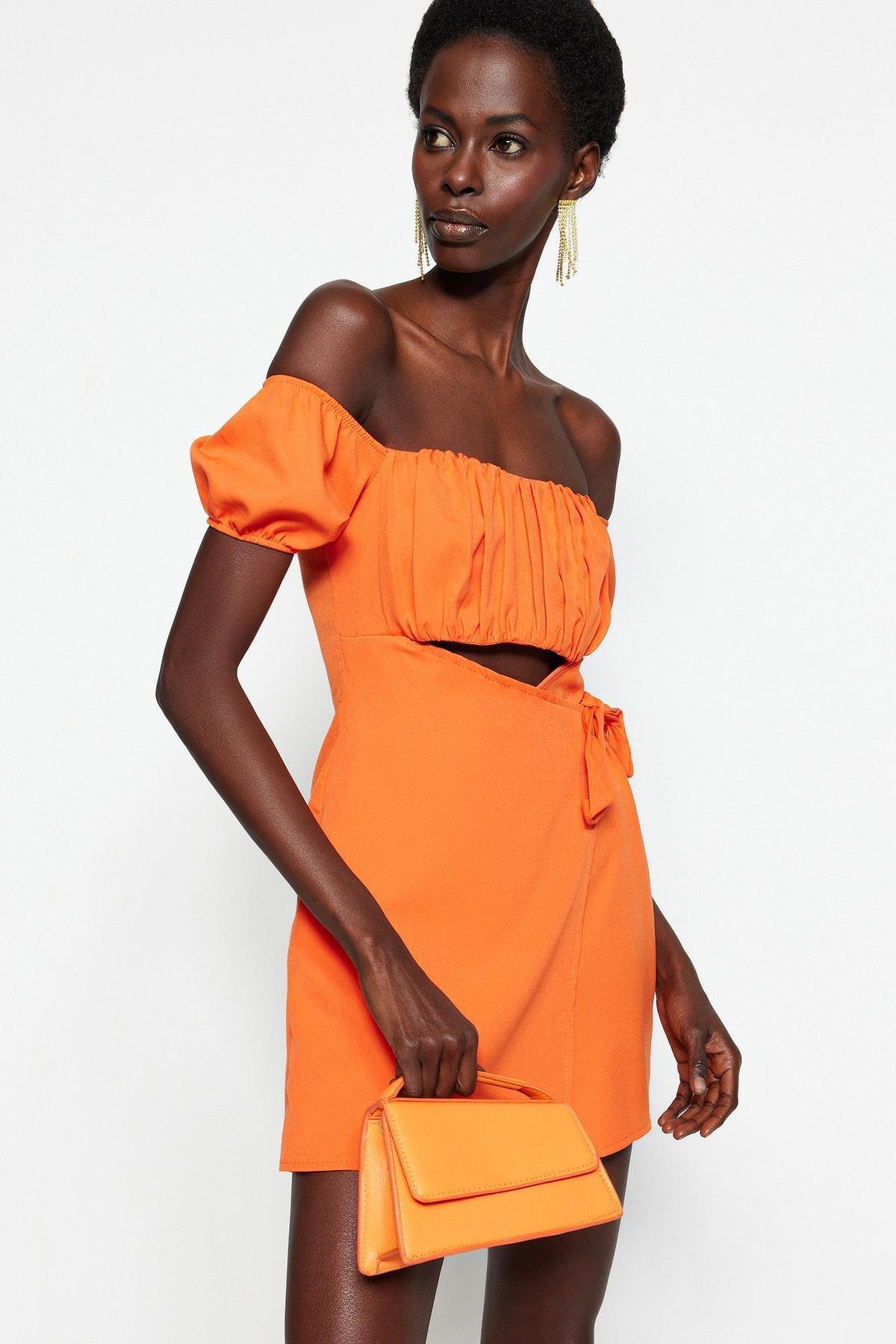 Trendyol - Orange Carmen Collar Jumpsuit