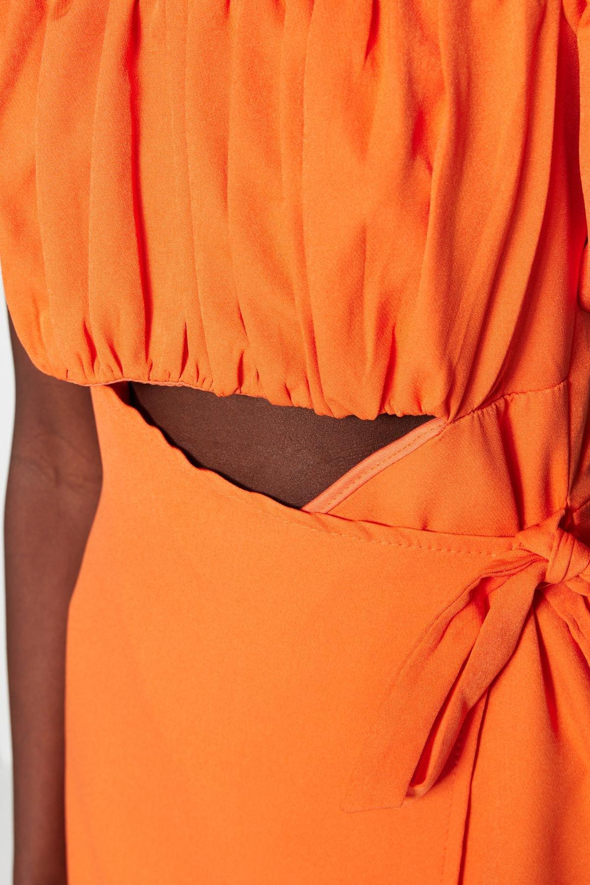 Orange Carmen Collar Jumpsuit, , large image number 4