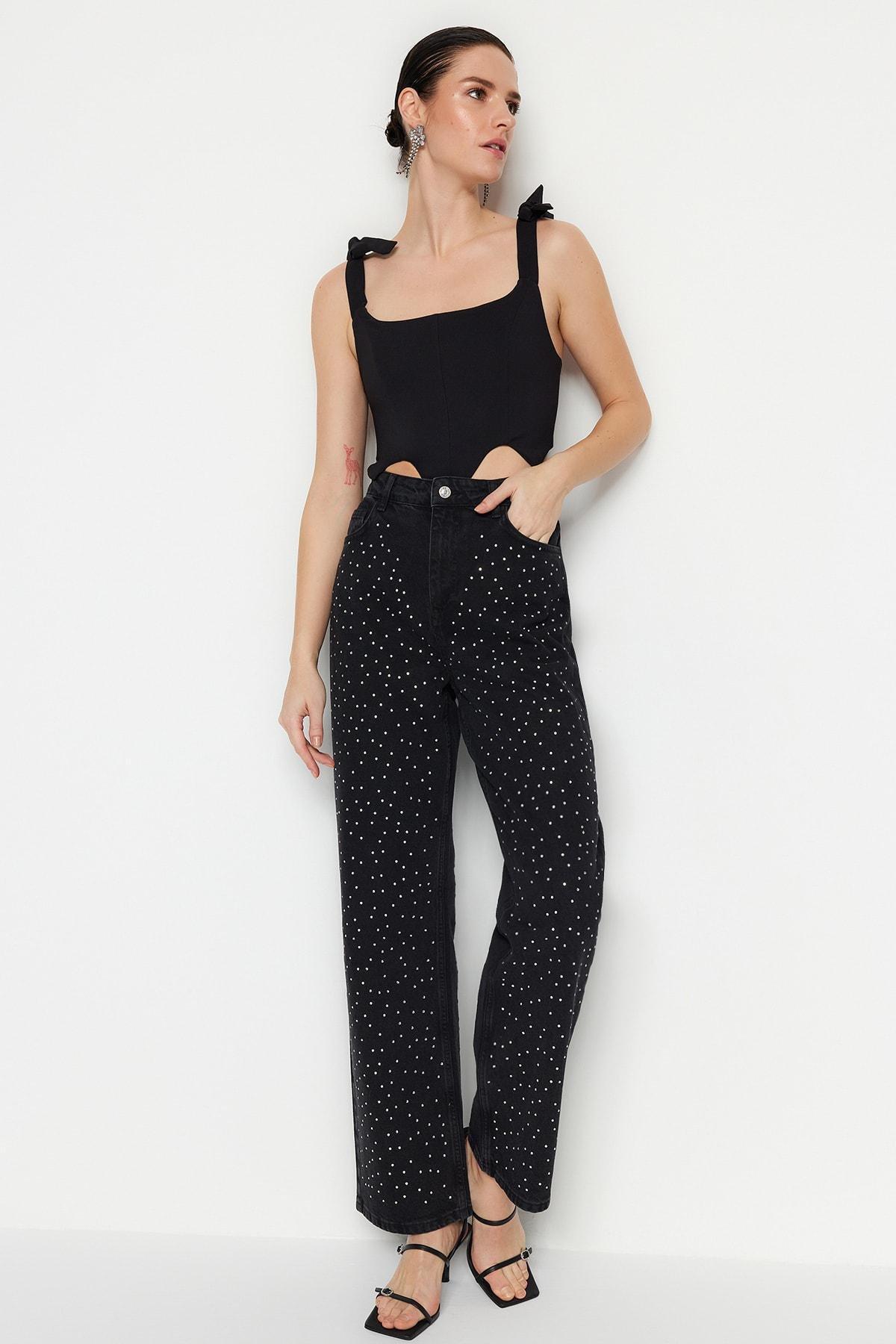 Black Square Collar Crop Top, , large image number 2