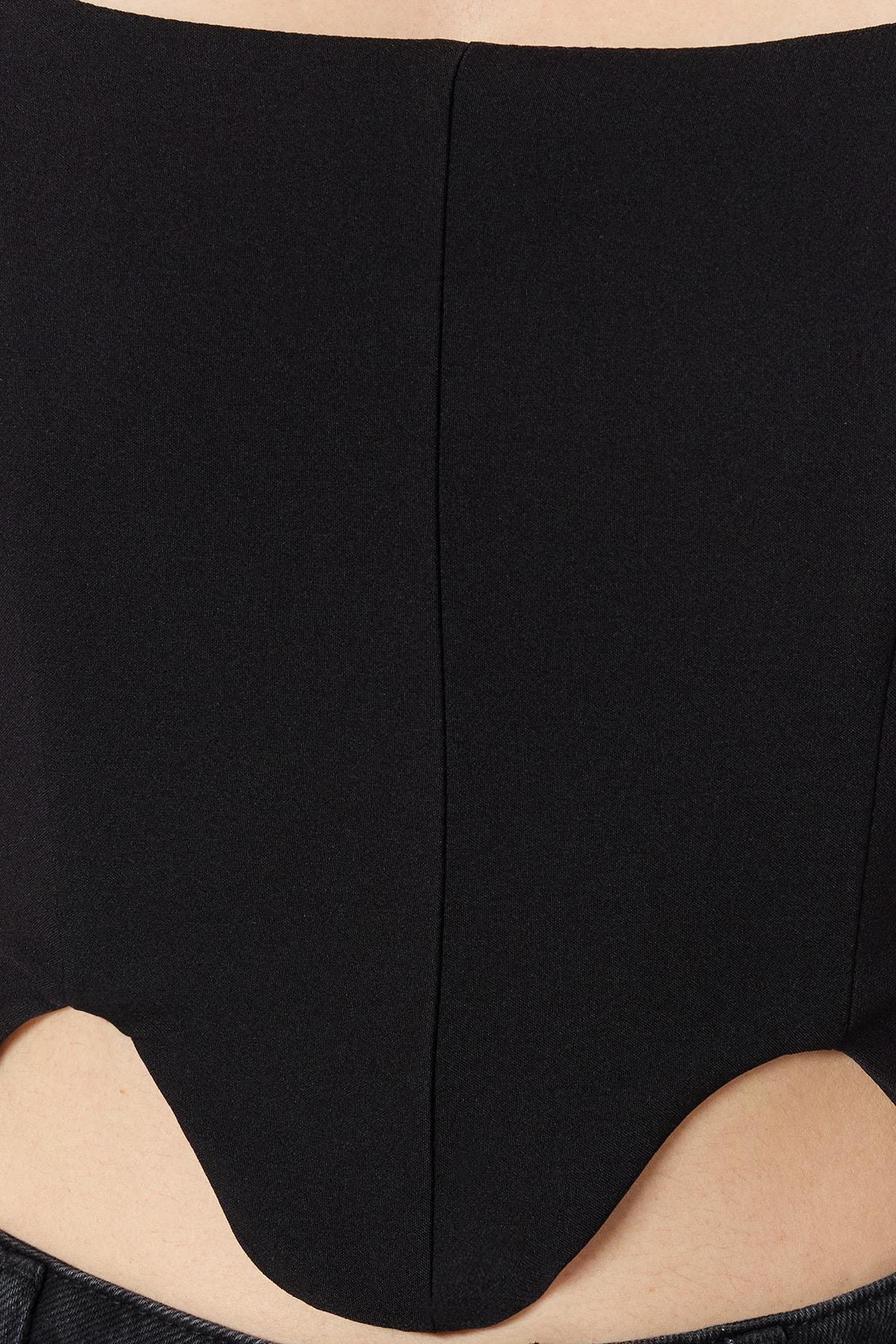 Black Square Collar Crop Top, , large image number 4