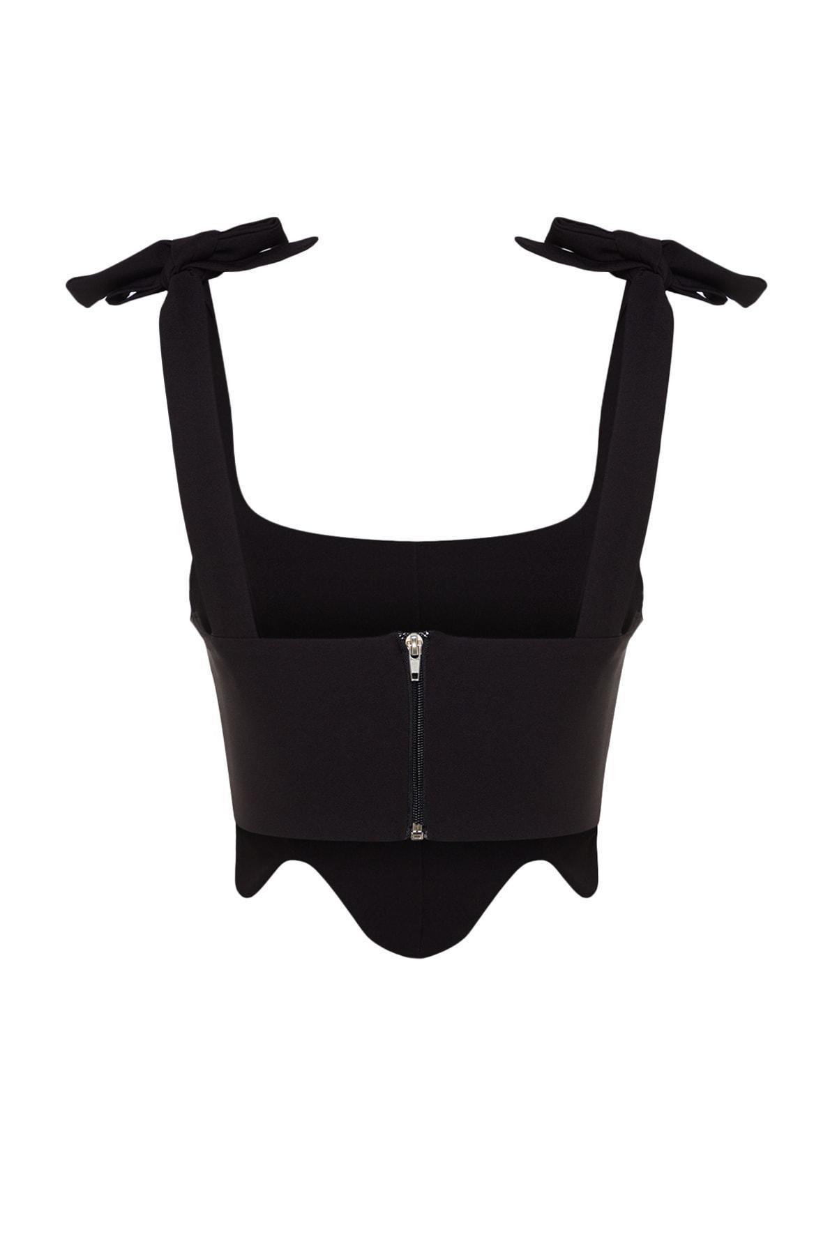 Black Square Collar Crop Top, , large image number 6