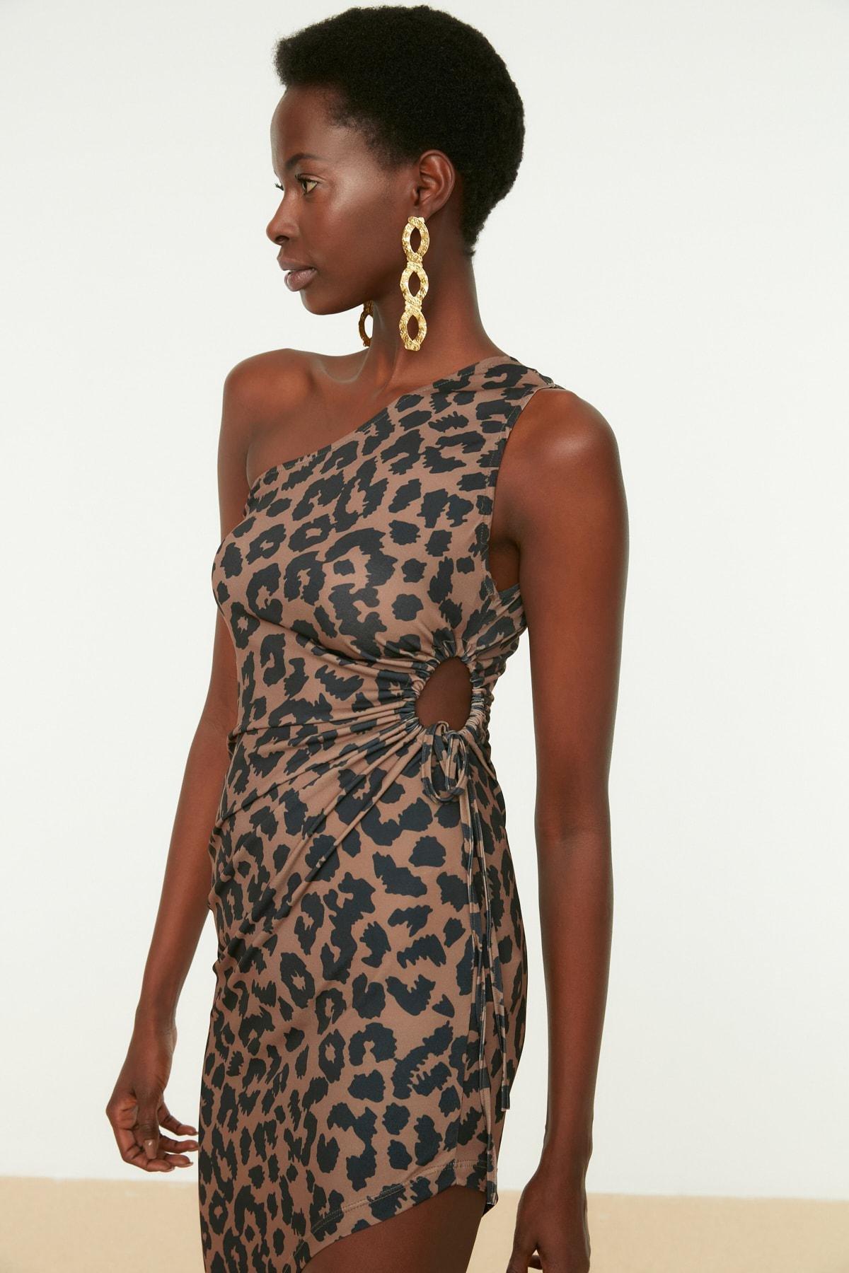 Brown Asymmetric Dress, , large image number 7