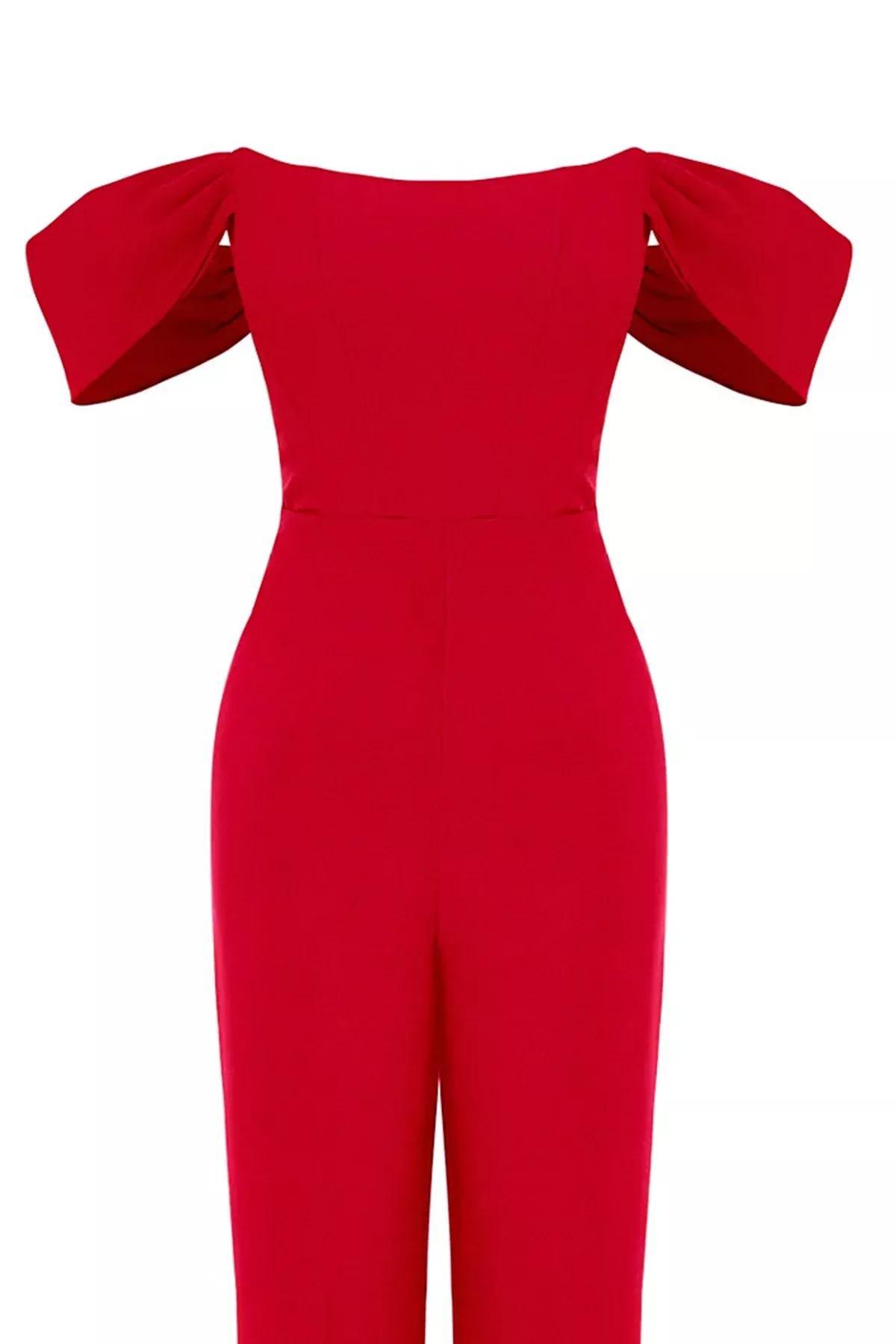 Red Carmen Collar Jumpsuit, , large image number 5