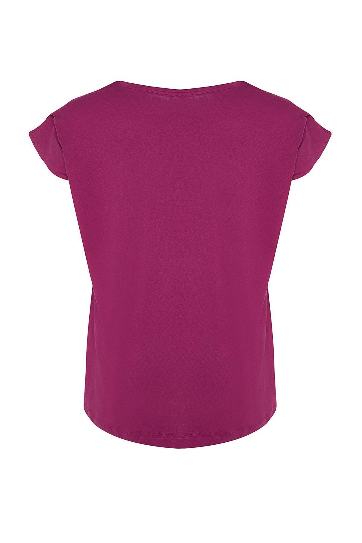 Purple Crew Neck Plus Size T-Shirt, , large image number 6