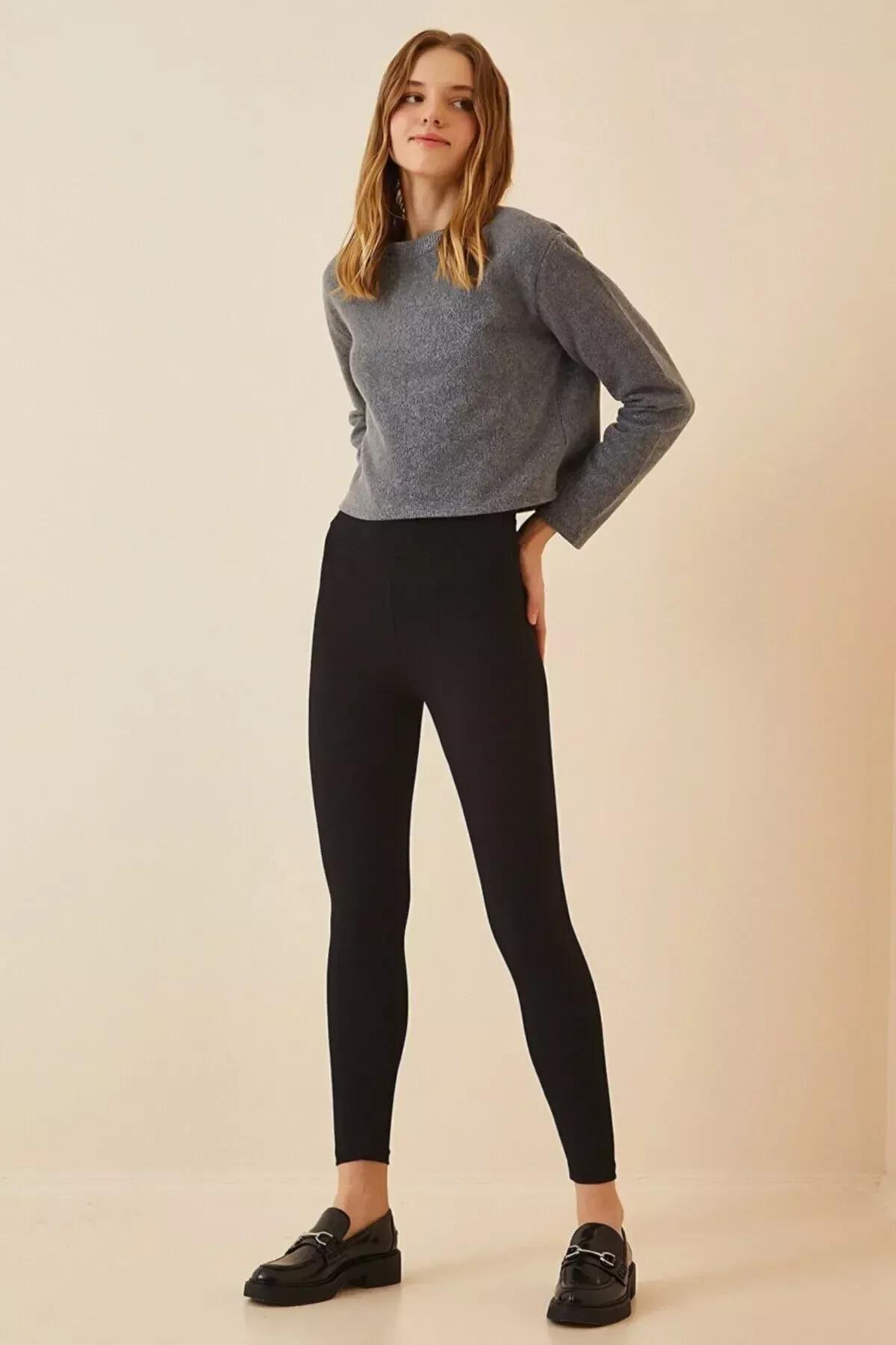 Black High Waist Skinny Leggings, BLACK, large image number 1