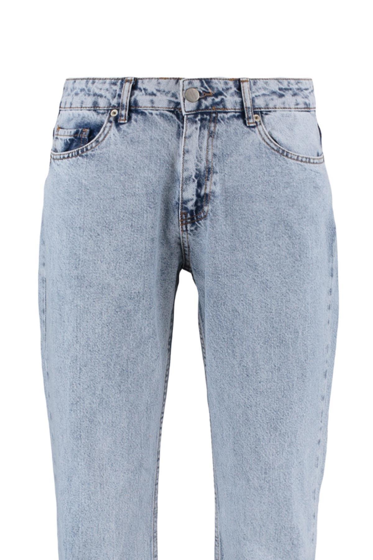 Blue Plain Straight Jeans, , large image number 7