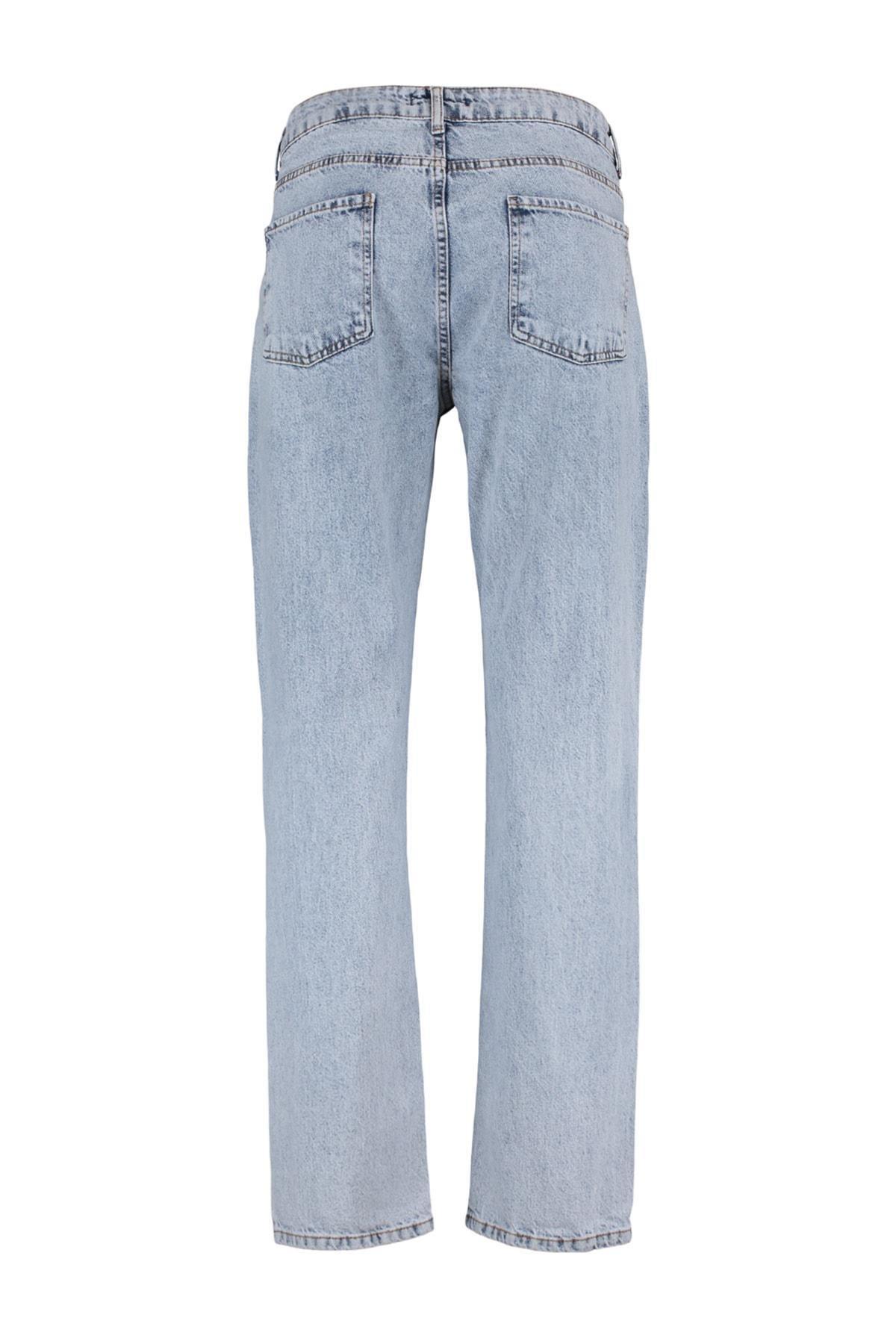 Blue Plain Straight Jeans, , large image number 8