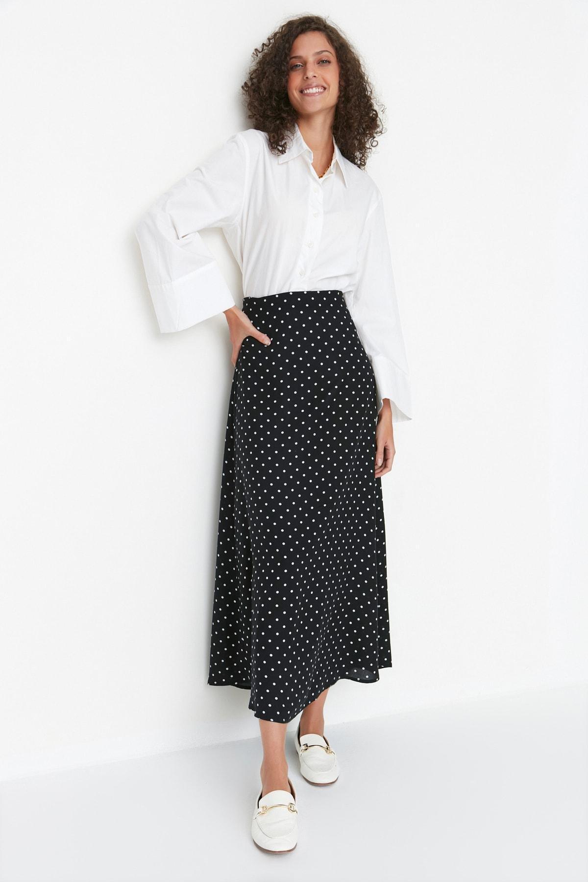 Black Polka Dot Maxi Skirt, , large image number 0