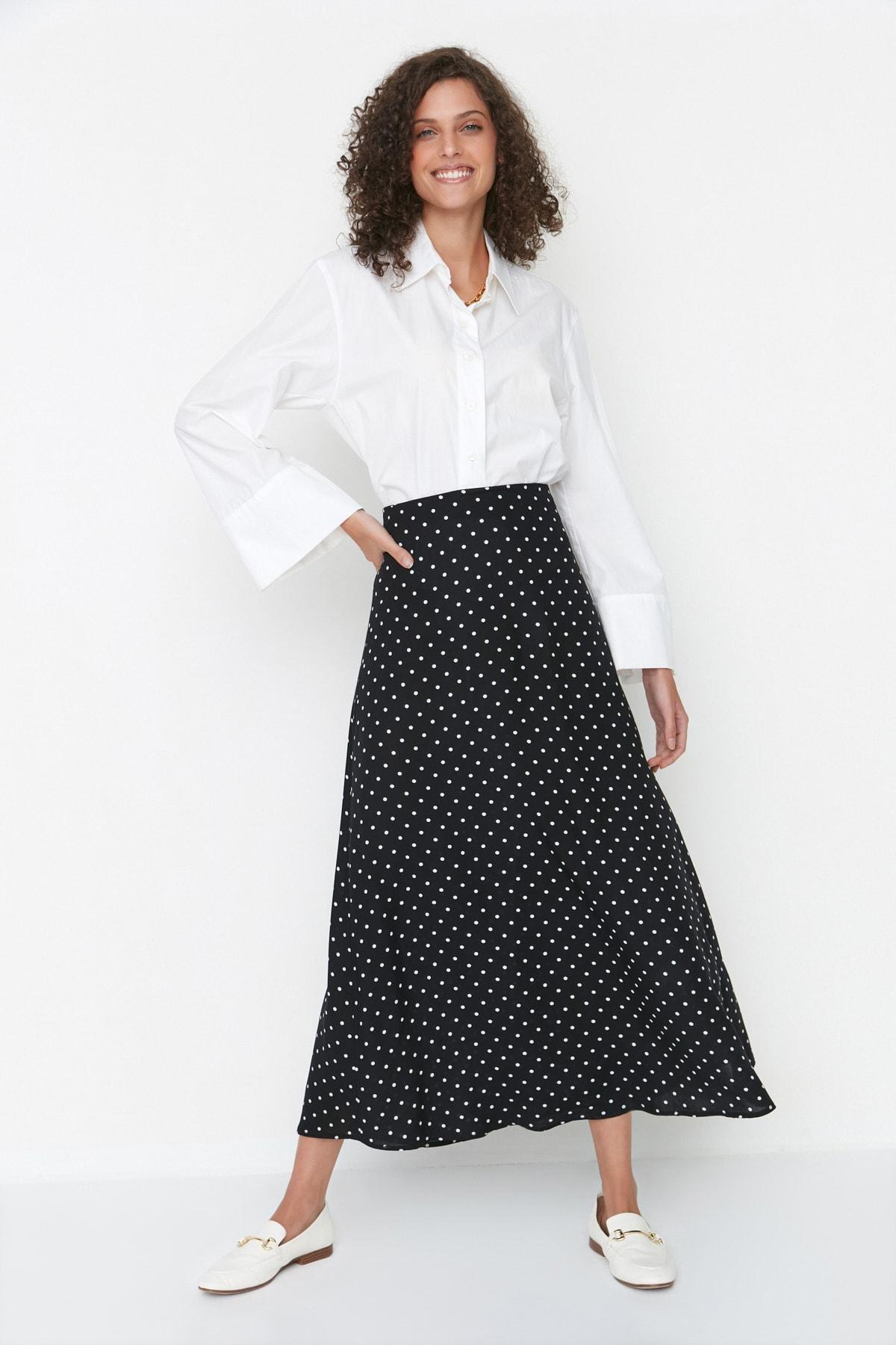 Black Polka Dot Maxi Skirt, , large image number 1