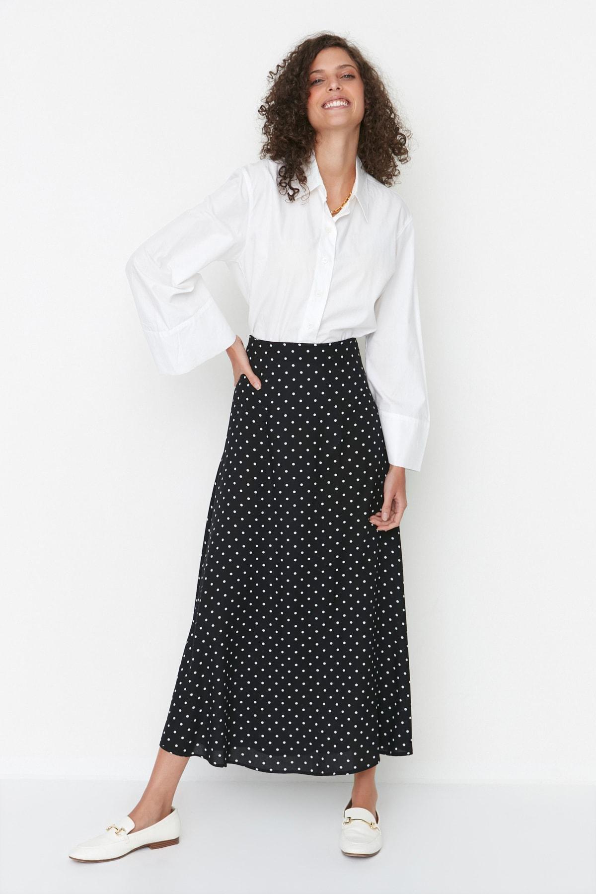 Black Polka Dot Maxi Skirt, , large image number 2